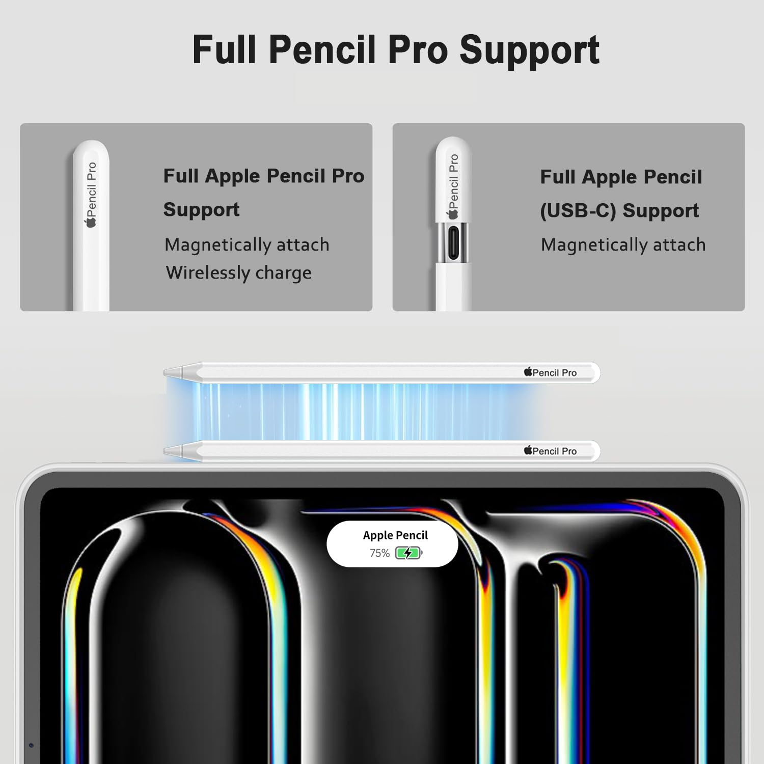 Imieet Ipad Pro 13 Inch Case M4 (2024) With Pencil Holder, [Support Pencil Pro And Pencil (Usb C)],Trifold Stand Smart Case With Soft Tpu Back, Auto Wake/Sleep (Light Gray)