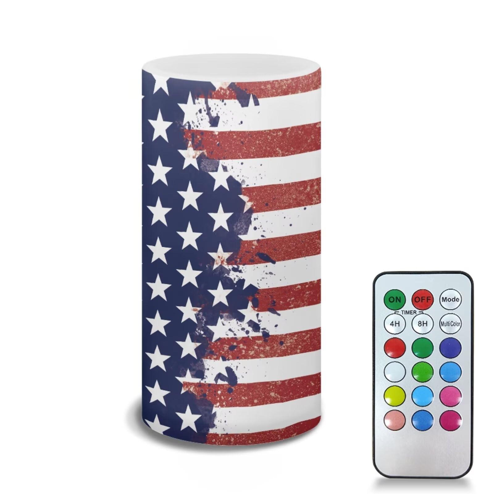 Poceacles Patriotic LED Flameless Candles Battery Operated Stars and Stripes Realistic Electric Candle Pillar Lights for Fourth 