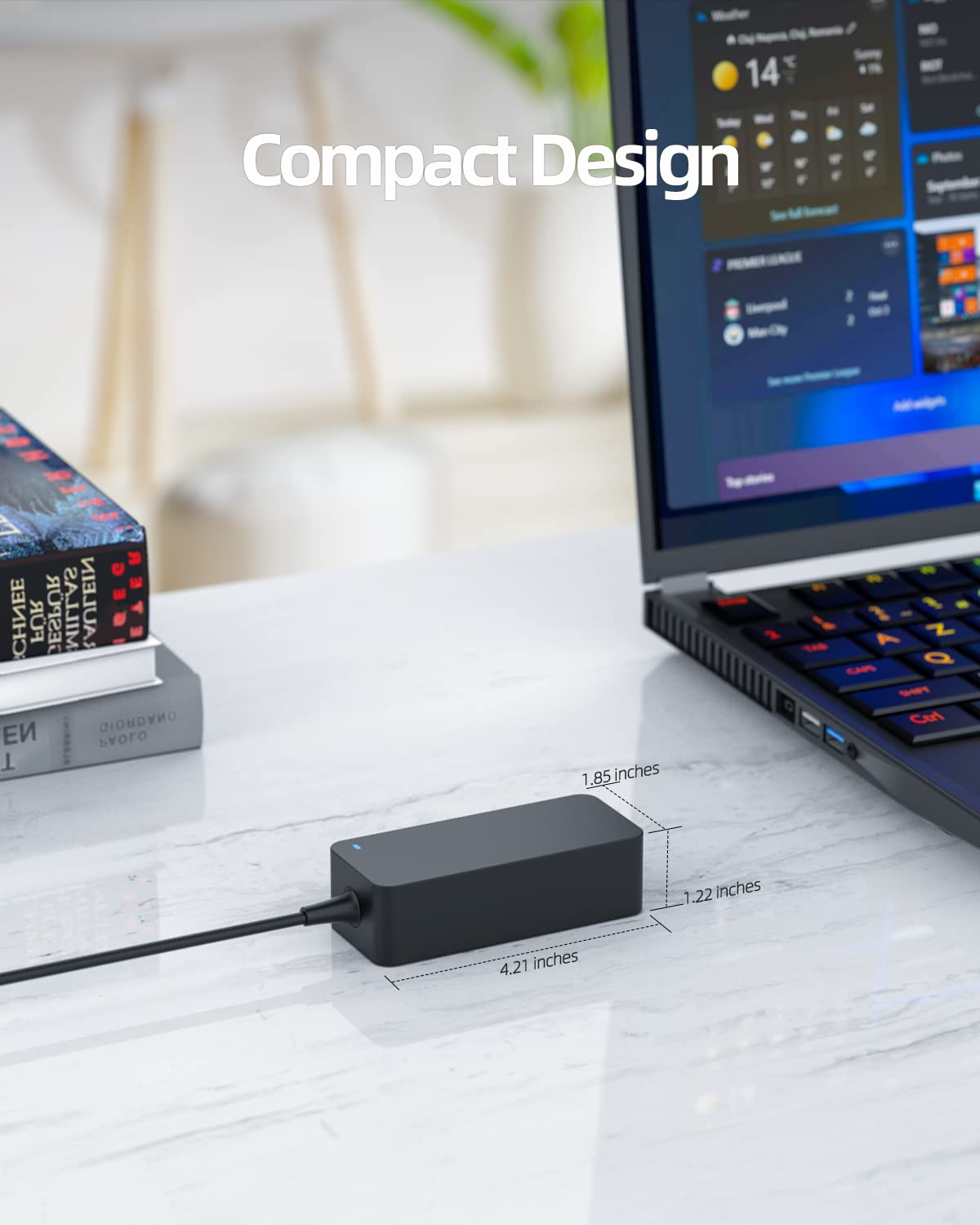 Charger Replacement For Hp Elitebook, Probook Laptop, (Safety Certified By Ul), Round Power Connector, 65W, 45W