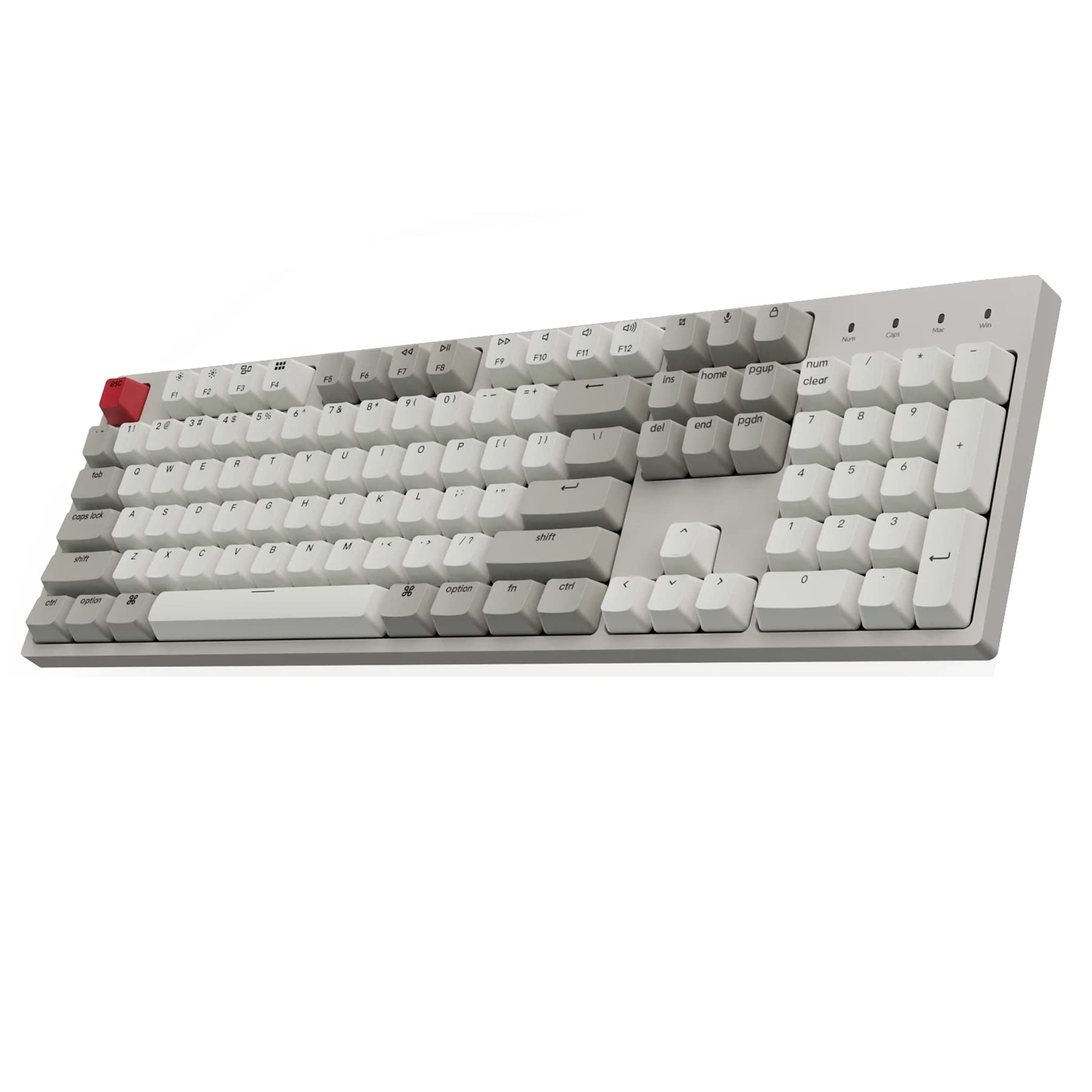 Keychron C2 104 Keys Full Size Wired Mechanical Keyboard For Mac Windows, Classic Retro Gray/White Color Abs Keycaps Red Switch