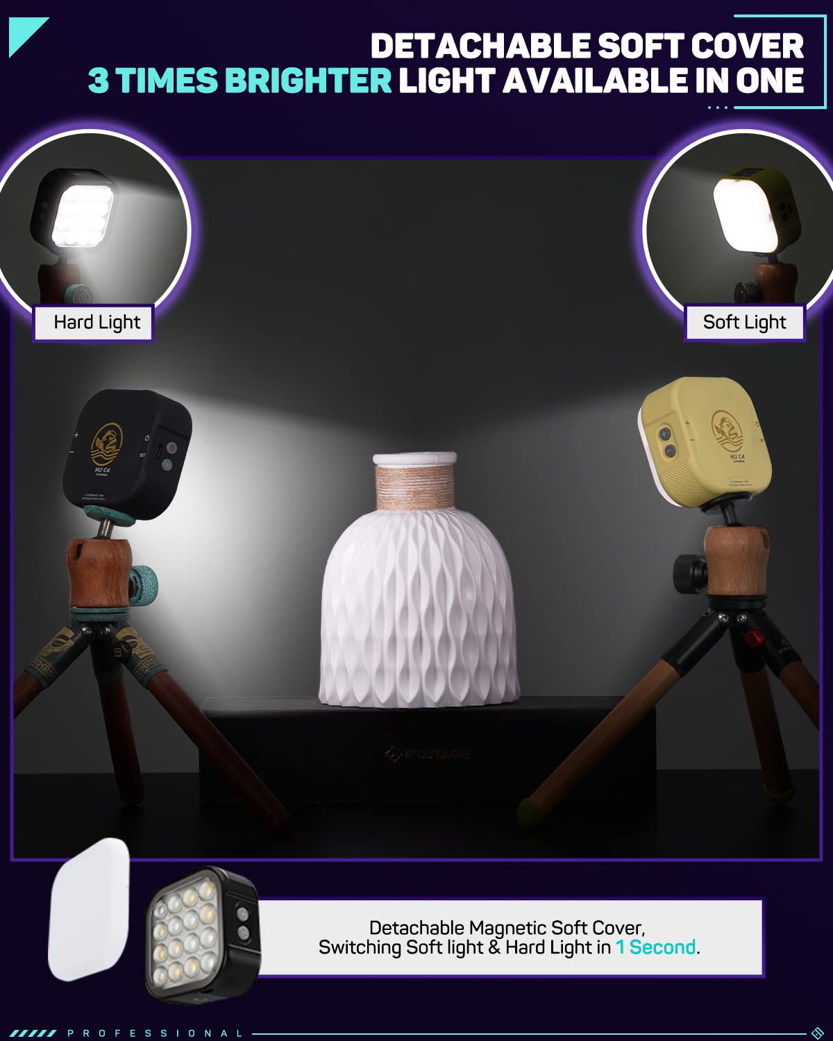 Ifootage Rgbw Led Camera Light, Smart App Control Video Camera Light, 2000Mah Rechargeble Portable Camera Light, 2700K 10000K Di