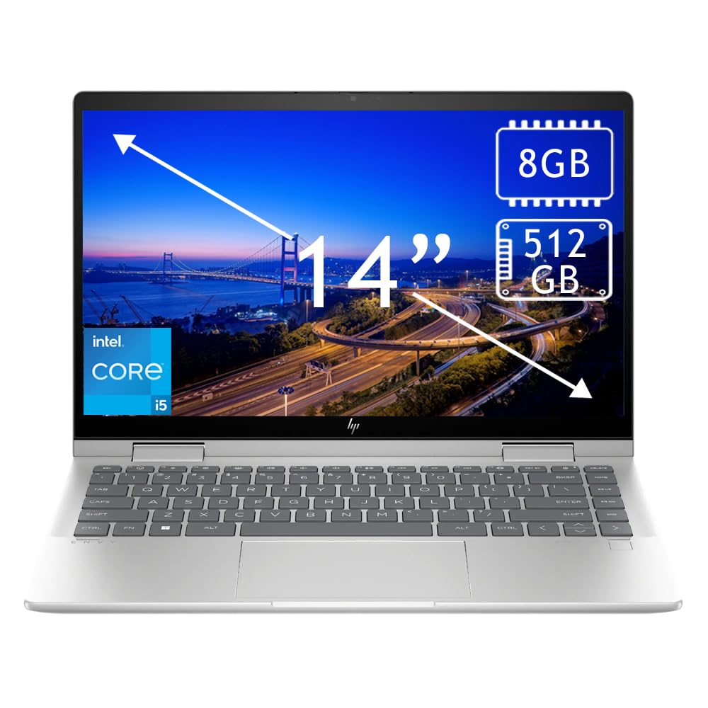 HP Envy x360 2in1 14 FHD IPS Touch Laptop, Intel Core 5 120U, 8GB RAM, 512GB SSD, Fingerprint Reader, Backlit Keyboard, WiFi