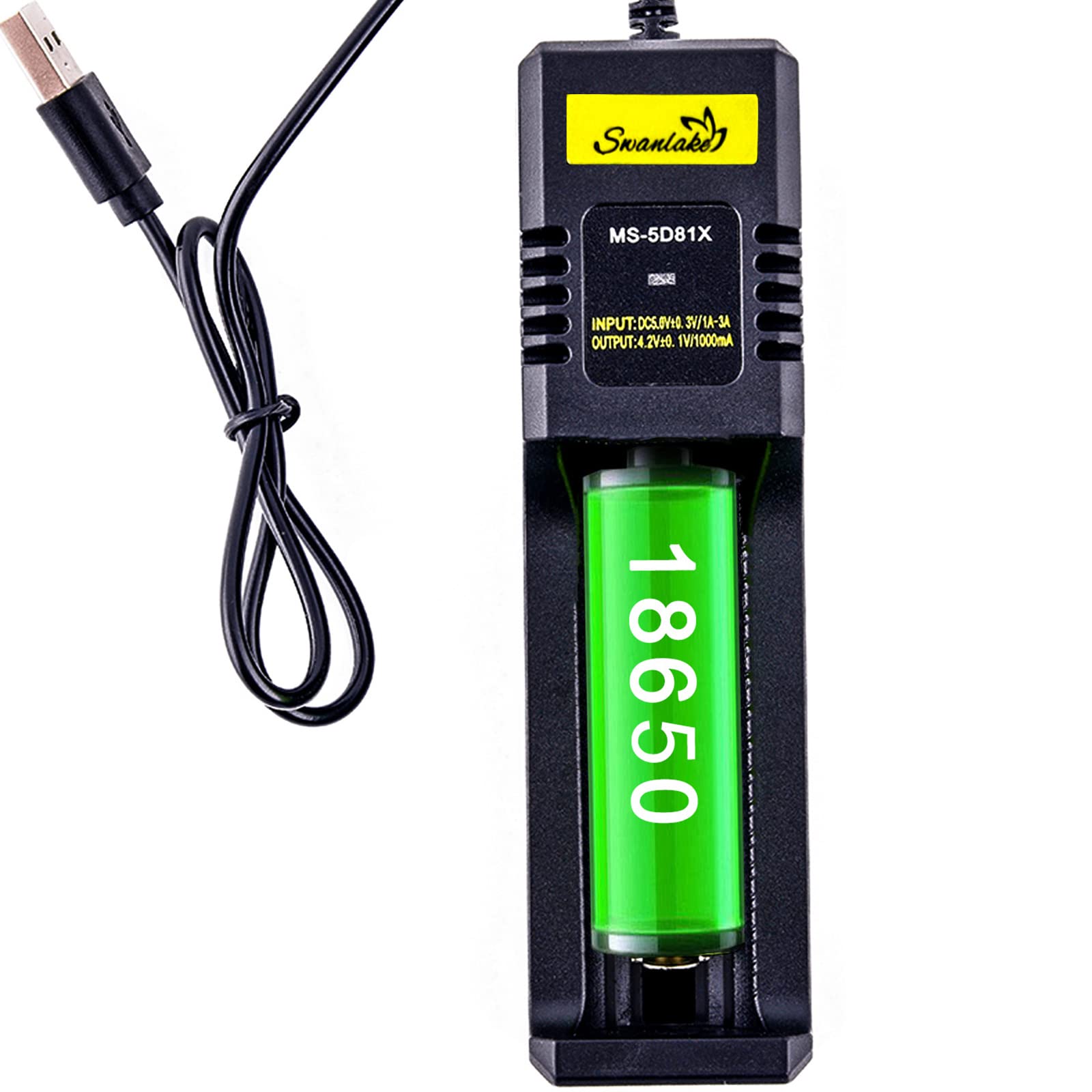 18650 Battery Charger,Single Slot Intelligent Battery Charger For 3.7V Li Ion 18650,26650,21700,18500,18350,16650 Rechargeable B