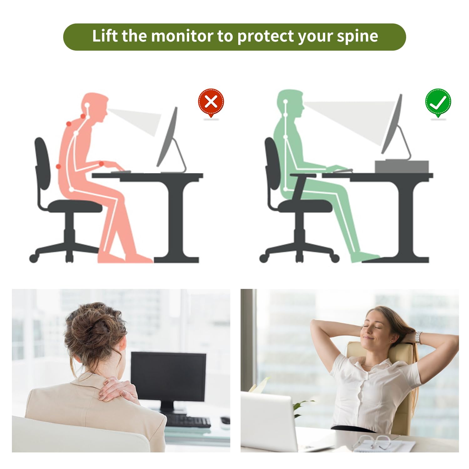 Gianotter Monitor Stand Riser, Desk Organizer With Drawer And Pen Holder, 2 Tier Computer Stand, Desk Accessories & Workspace Or