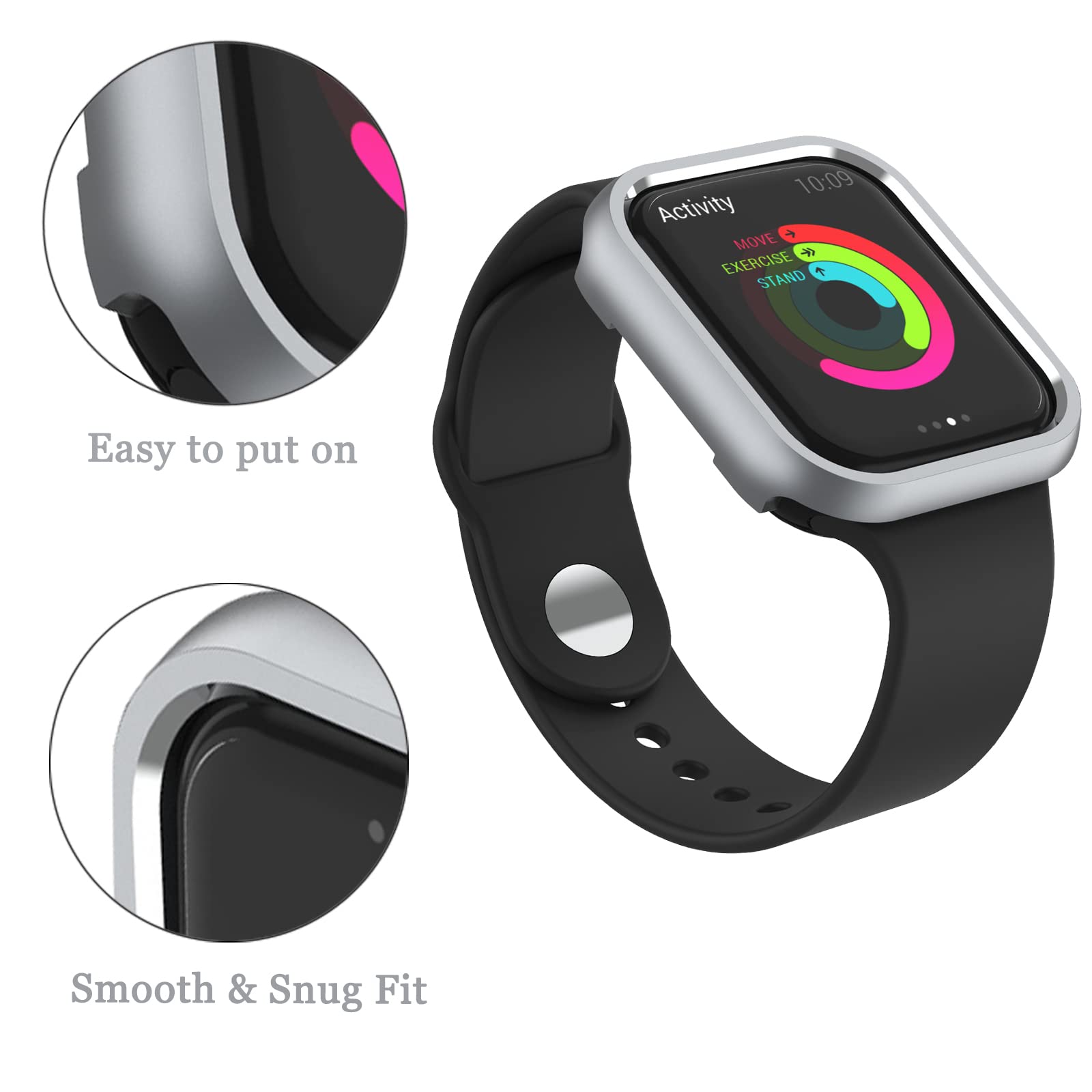 Compatible With Grey Apple Watch Case 41Mm Series 8 7,Ninki Anti Scratch Aluminium Apple Watch Case Series 8 7 41Mm Shockproof H