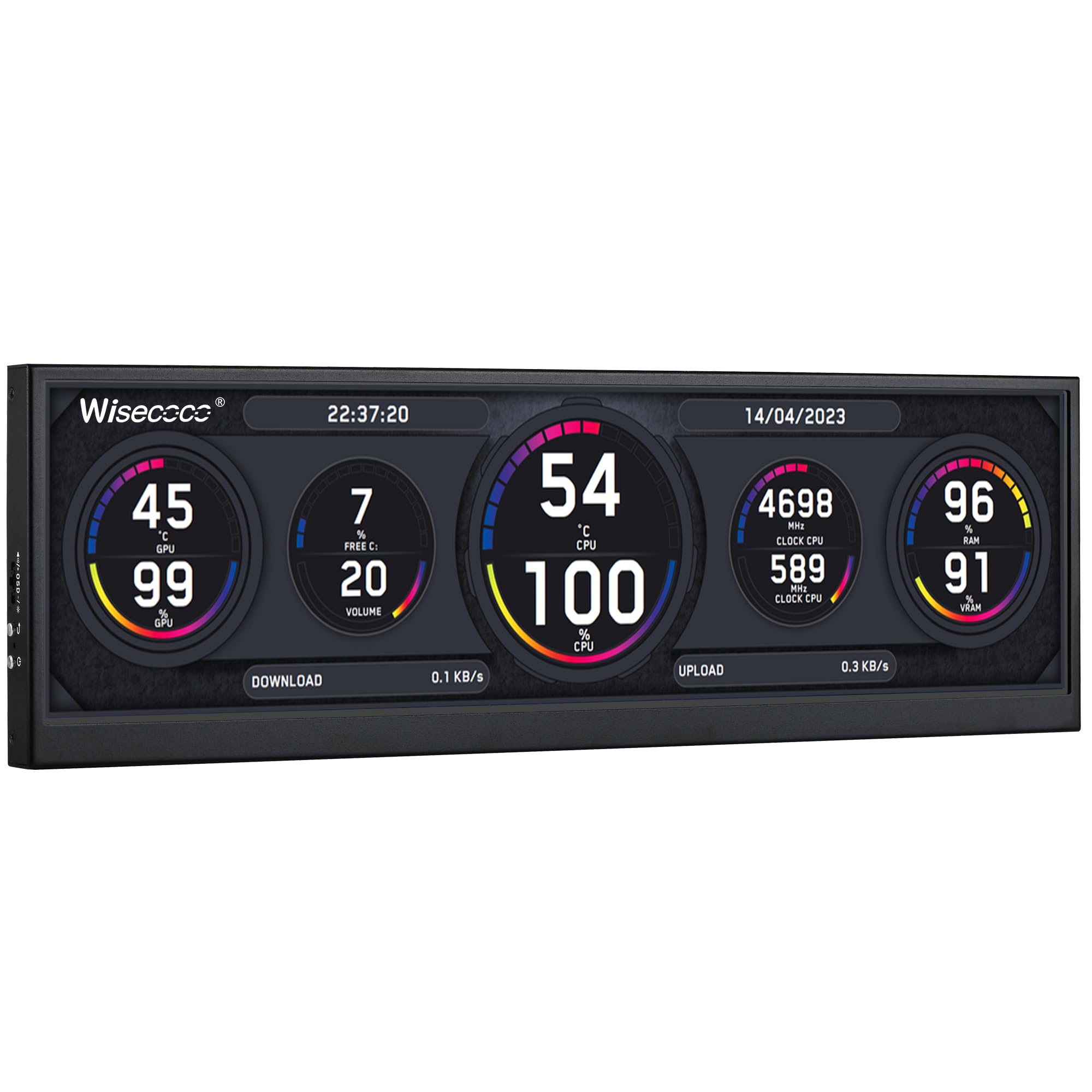 Wisecoco 12.6 Inch Secondary Screen Fhd Ips Touch Second Screen Stretched Bar Lcd Display 1920X515 Mini Hdmi For Laptop Computer