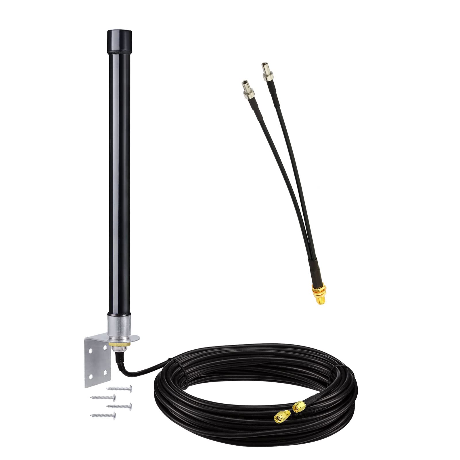 Bingfu 4G Lte Long Range Cellular Antenna Wall Mount   32.8Ft Cable   With Sma To Dual Ts9 Adater   Compatible With Spypoint Lin