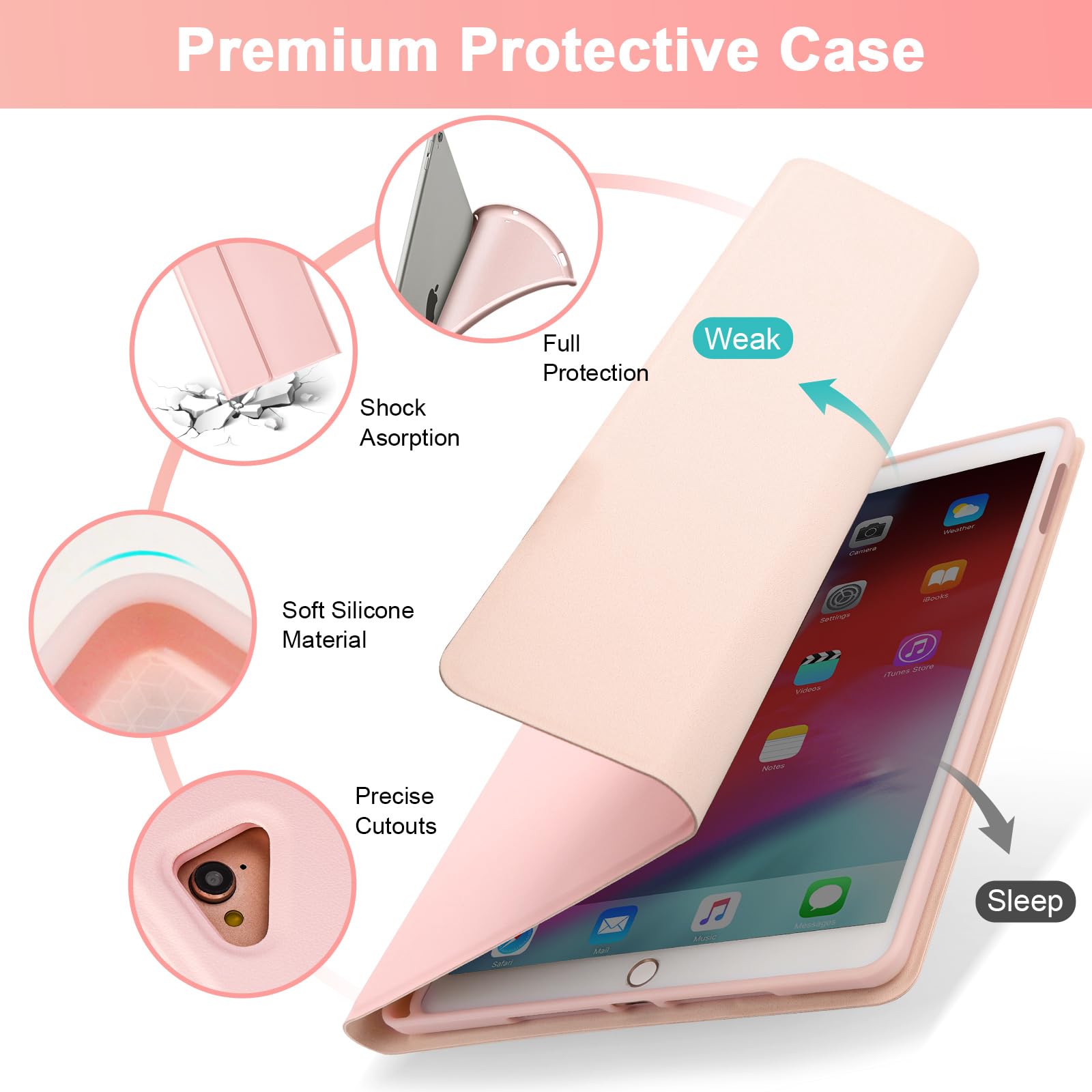 Soppy Keyboard Case For Ipad 9.7 Inch, Detachable Bluetooth Keyboard For Ipad 6Th Generation,Ipad 5Th Generation, Ipad Pro 9.7 I