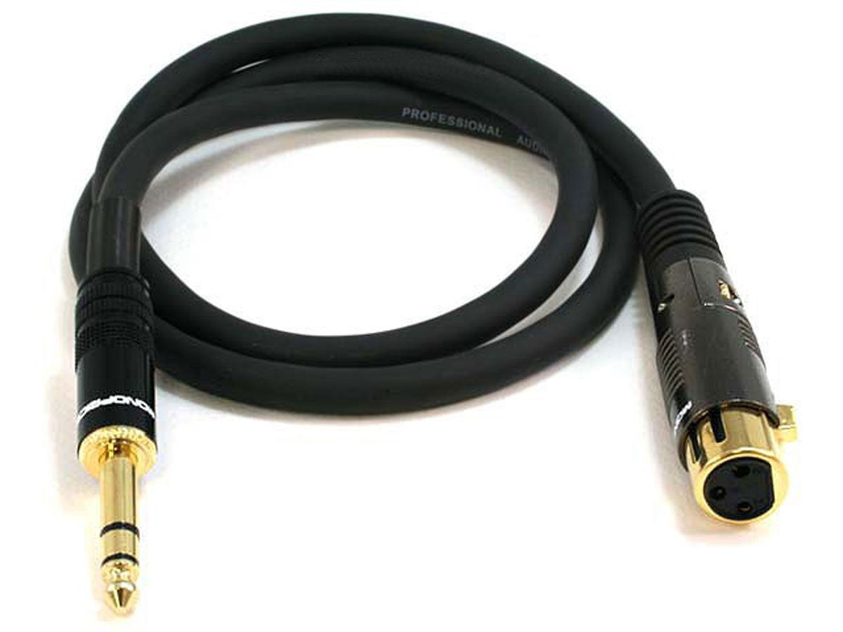 Monoprice 104768 3 Feet Premier Series Xlr Female To 1/4 Inch Trs Male 16Awg Cable Gold