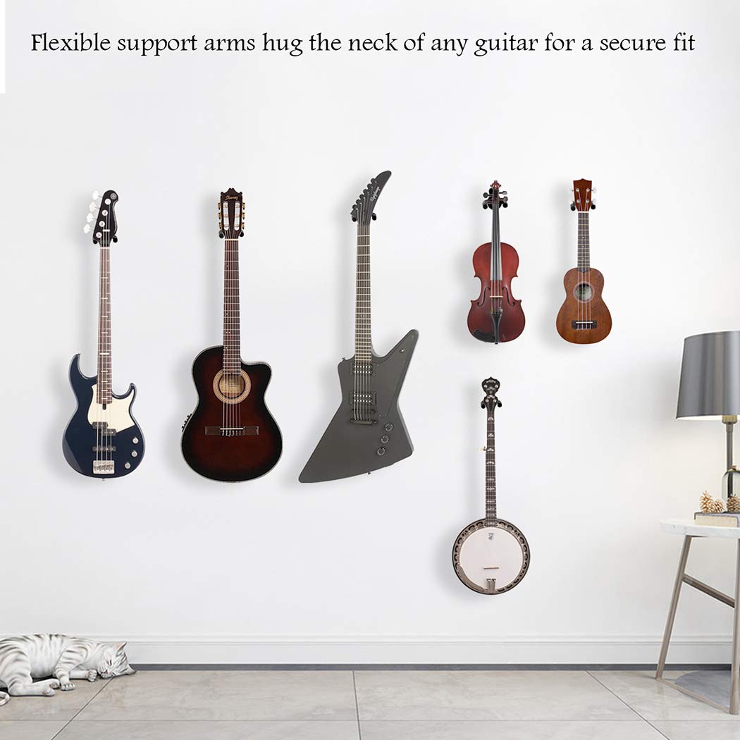 Sound Harbor Guitar Wall Mount Hanger - Black Metal Guitar Holder, 1 Pack Rectangle Hook for Easy Storage and Display