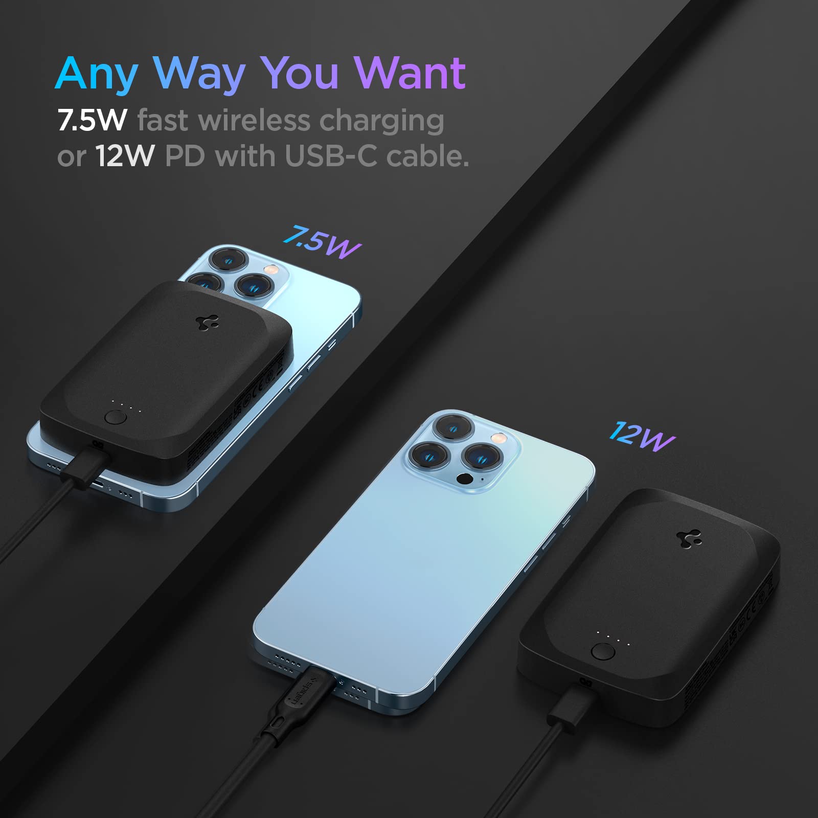 Spigen Archybrid Mag (Magfit) For Magsafe Battery Pack, 5000Mah For Iphone 16/16 Plus/16 Pro/16Pro Max Magnetic Power Bank Fast