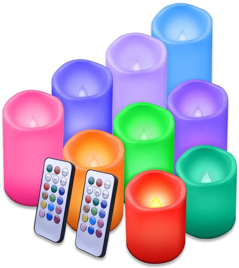 Enido Flameless Candles, Color Changing Led Candles Outdoor Candles Waterproof Candles(D: 3'' X H: 4'' 5'' 6'') Battery Operated