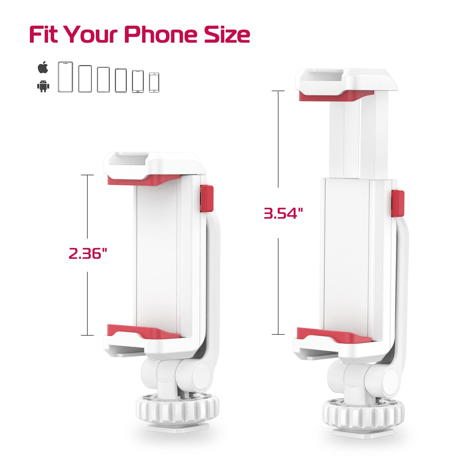 Ulanzi Phone Tripod Mount St 06S White, Universal Smartphone Mount Adapter With 2 Cold Shoe, 360    Rotates And Adjustable Cell