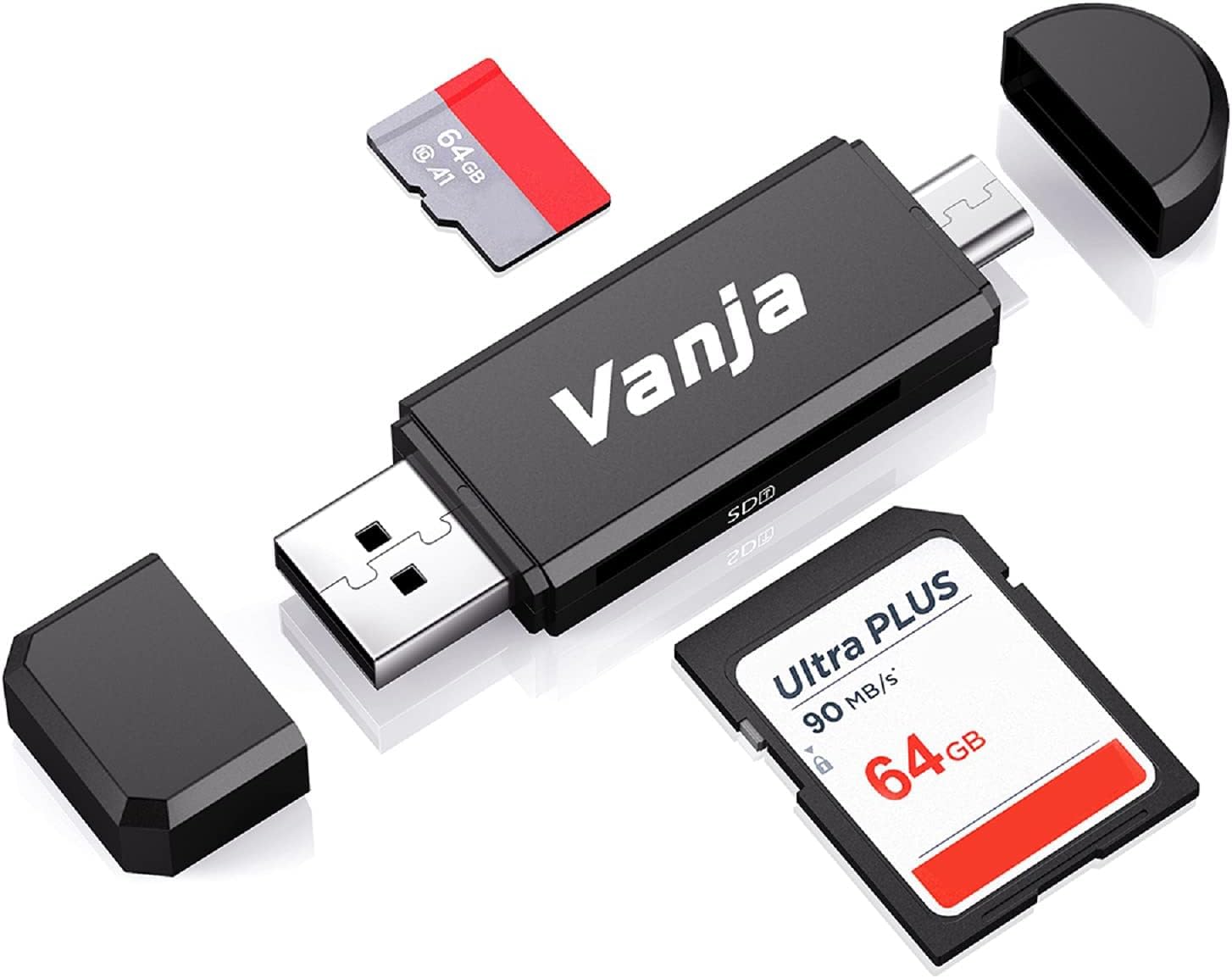 Vanja Sd Card Reader, Micro Sd To Usb Otg Adapter And Usb 2.0 Portable Memory Card Reader For Sd Tf Sdxc Sdhc Mmc Rs Mmc Micro S