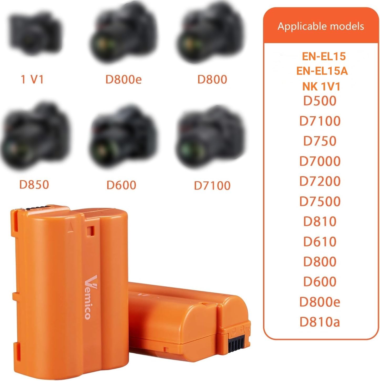 Vemico En El15 En El15A/El15B/El15C Battery Charger Kit 2X2100Mah Replacement Batteries With Dual Slot Lcd Charger For D810 D750
