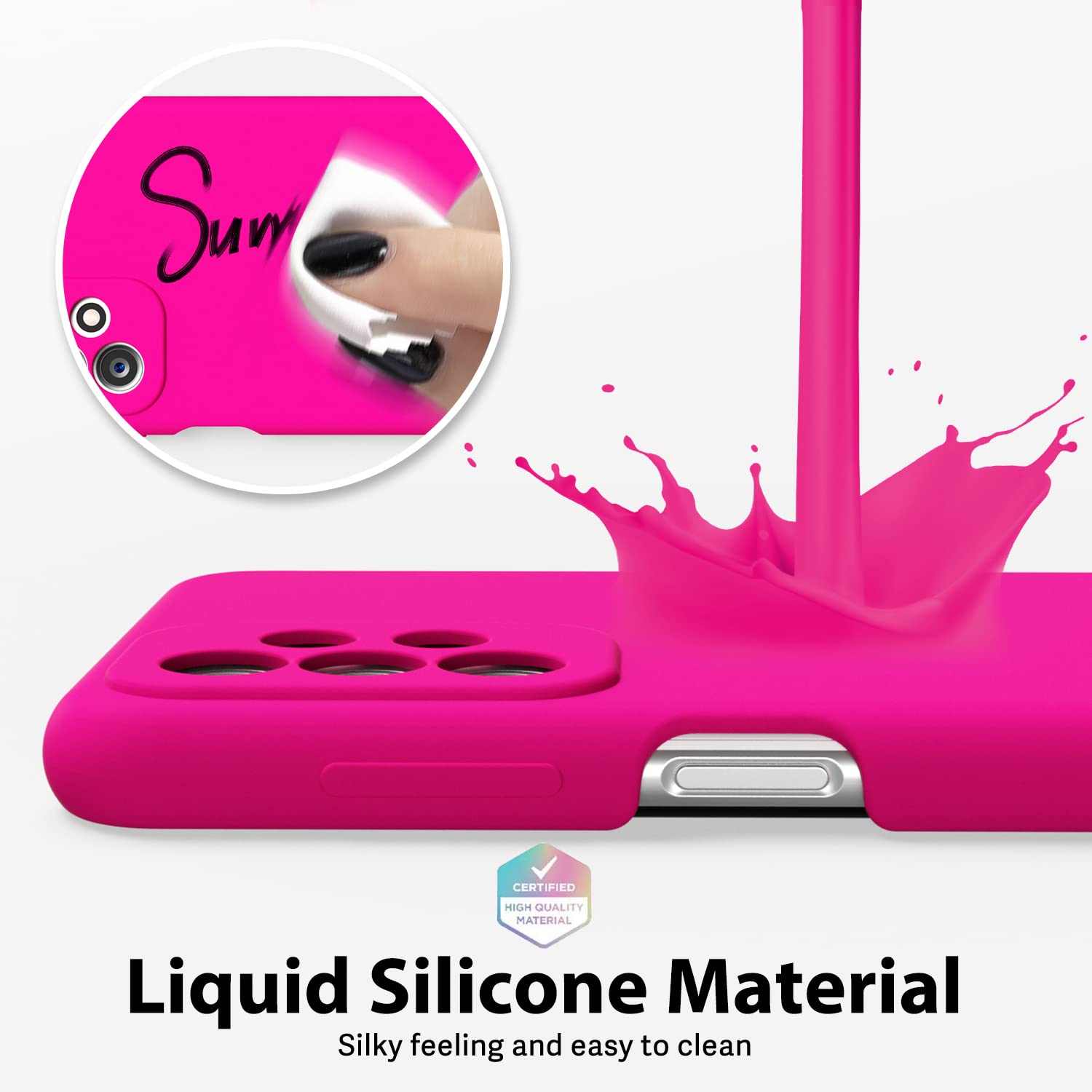 Oakxco For Samsung Galaxy A23 5G Phone Case Liquid Silicone, Fluorescent Bright Solid Color, Cute Thin Slim Soft Rubber Tpu Plai