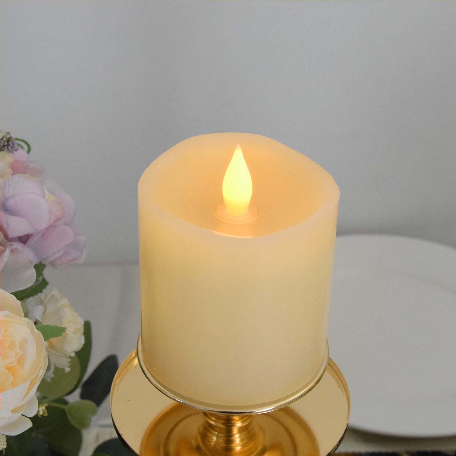 Genwelled Life Plus 3X3 Flameless Candles With Remote Set Of 1, 3 Inch Battery Candles Flickering With Timer, Led Pillar Candle