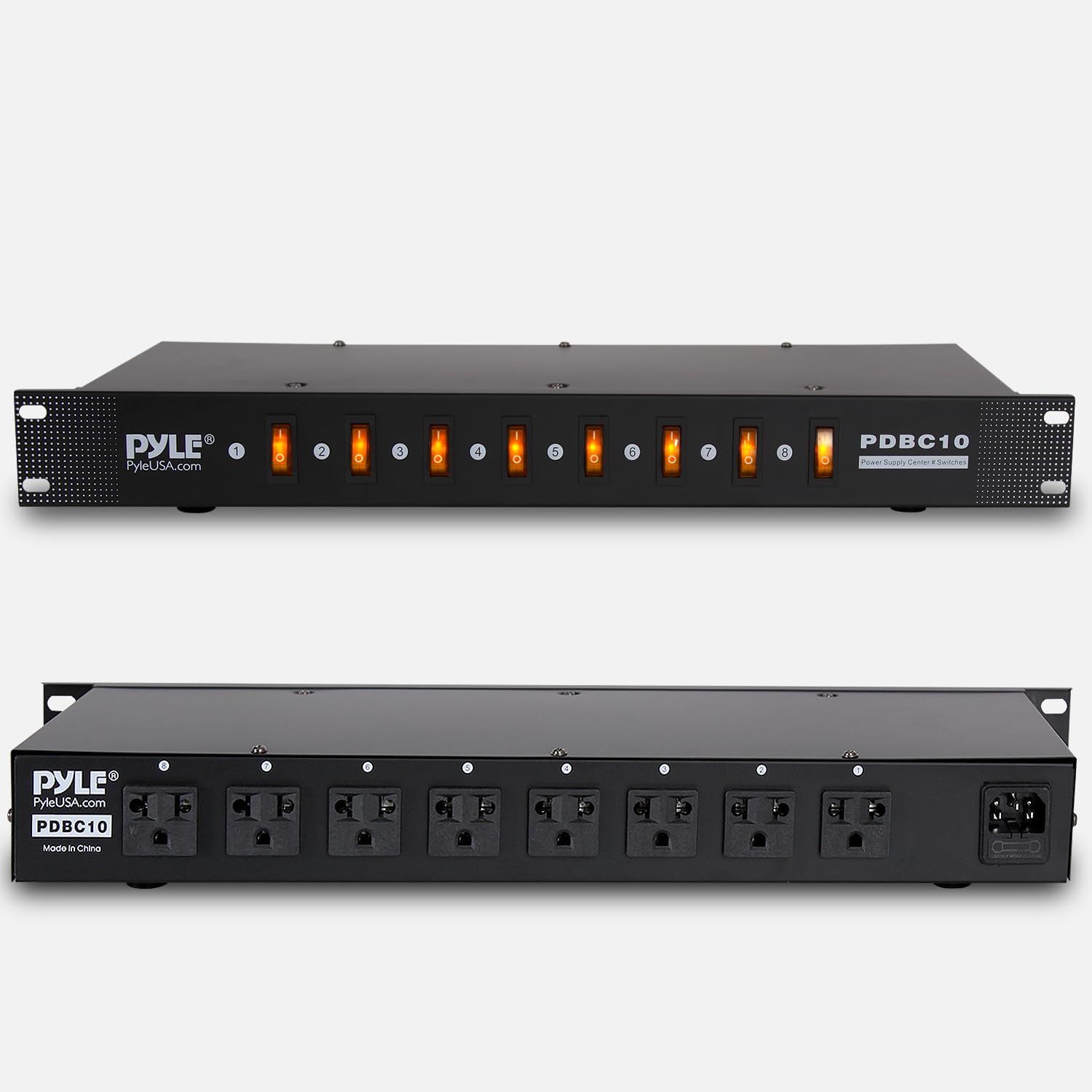 Pyle Pro Electric Rack Mount Pdu Unit   8 Outlets W/ Digital Display And Surge Protection, 1U/15A/120V Aluminum Alloy Power, Cov