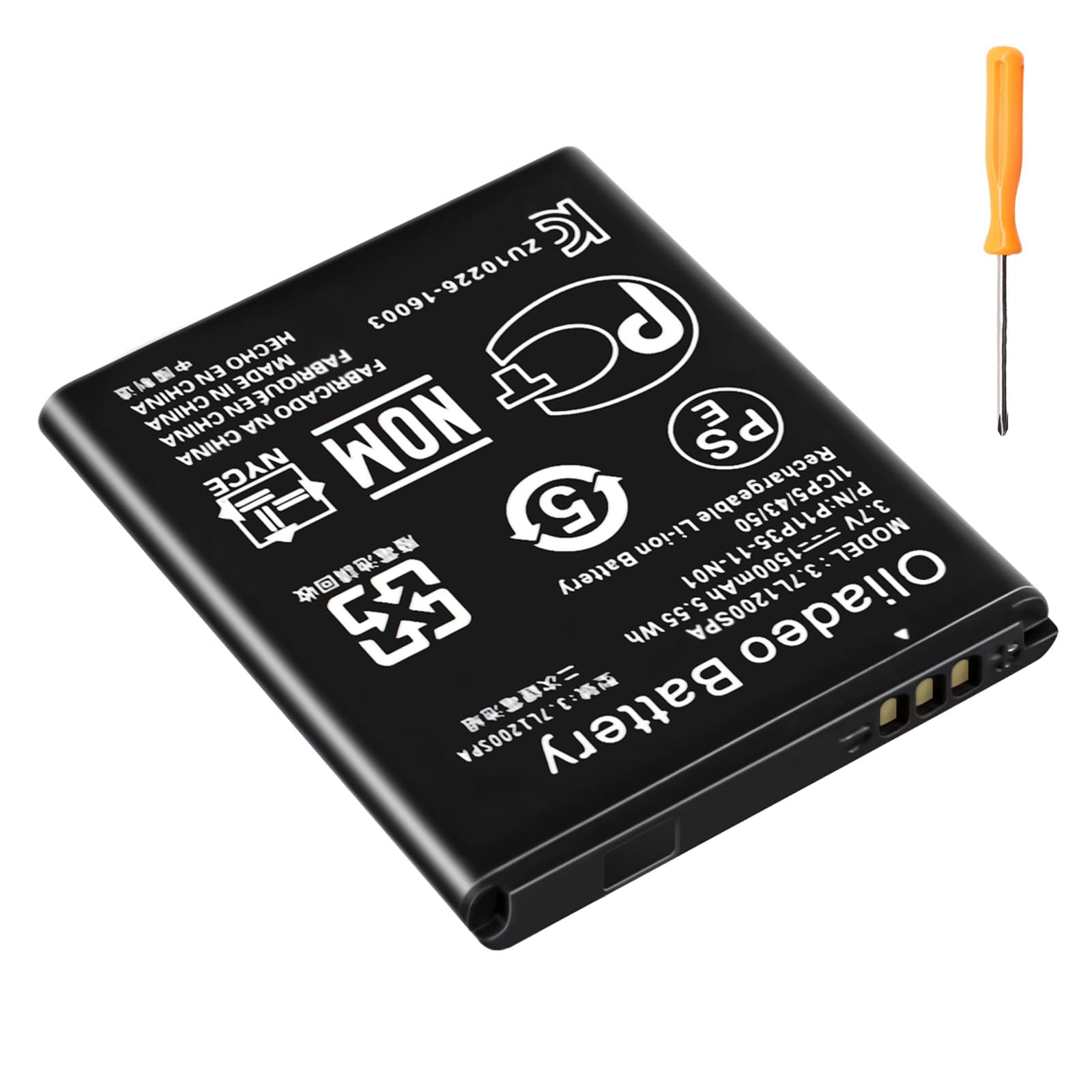Oliadeo Ti 84 Plus Ce Battery   Replacement For Texas Instruments Ti 84 Plus Ce Battery   Part No 3.7L1200Spa, P11P35 11 N01 3.7