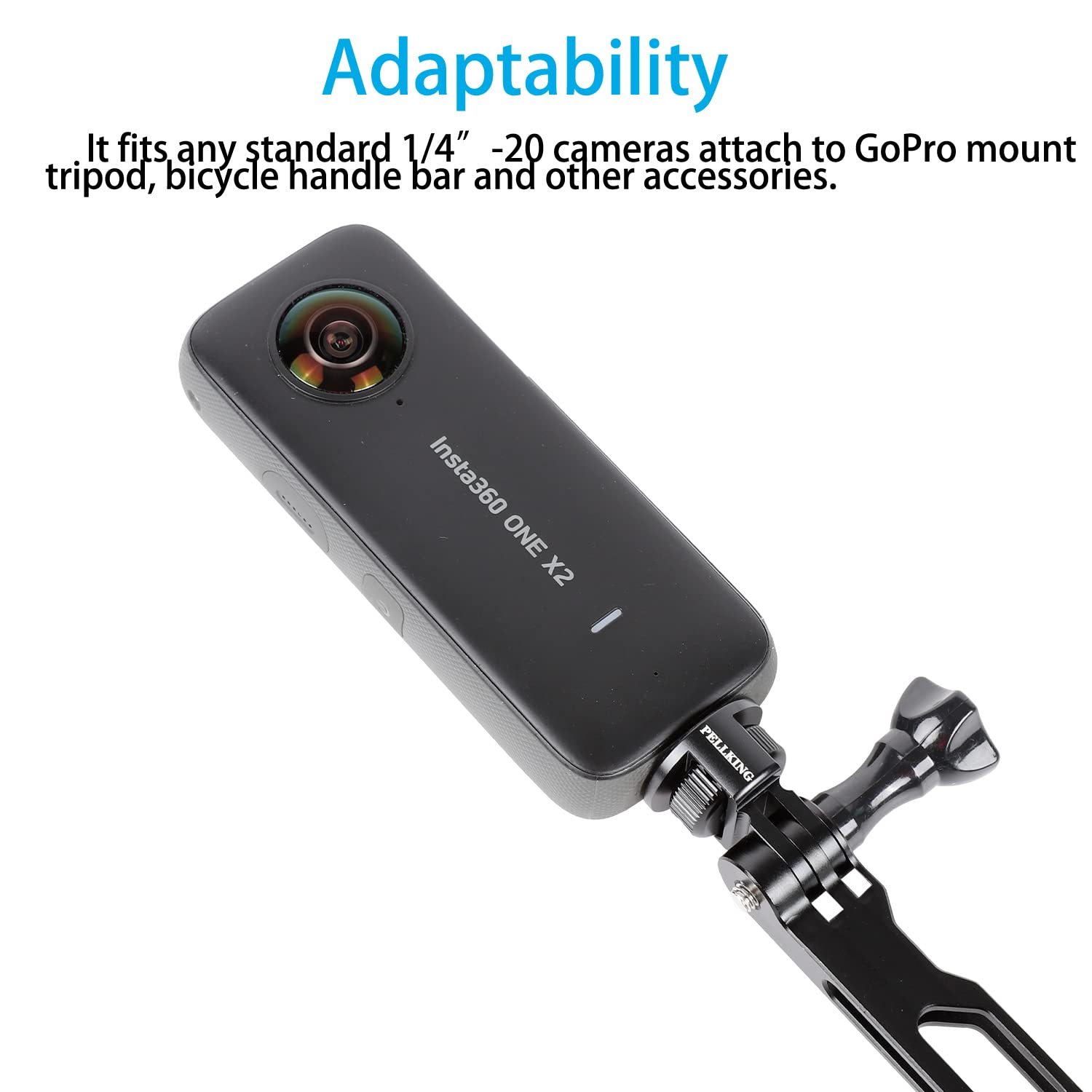 Pellking 1/4' Adapter Screw Head Camera Mount, Cnc Aluminum Alloy Tripod Conversion Adapter For Insta360 One X4 X3 X2 X/Dji Pocket 2/Gopro Camera Accessories