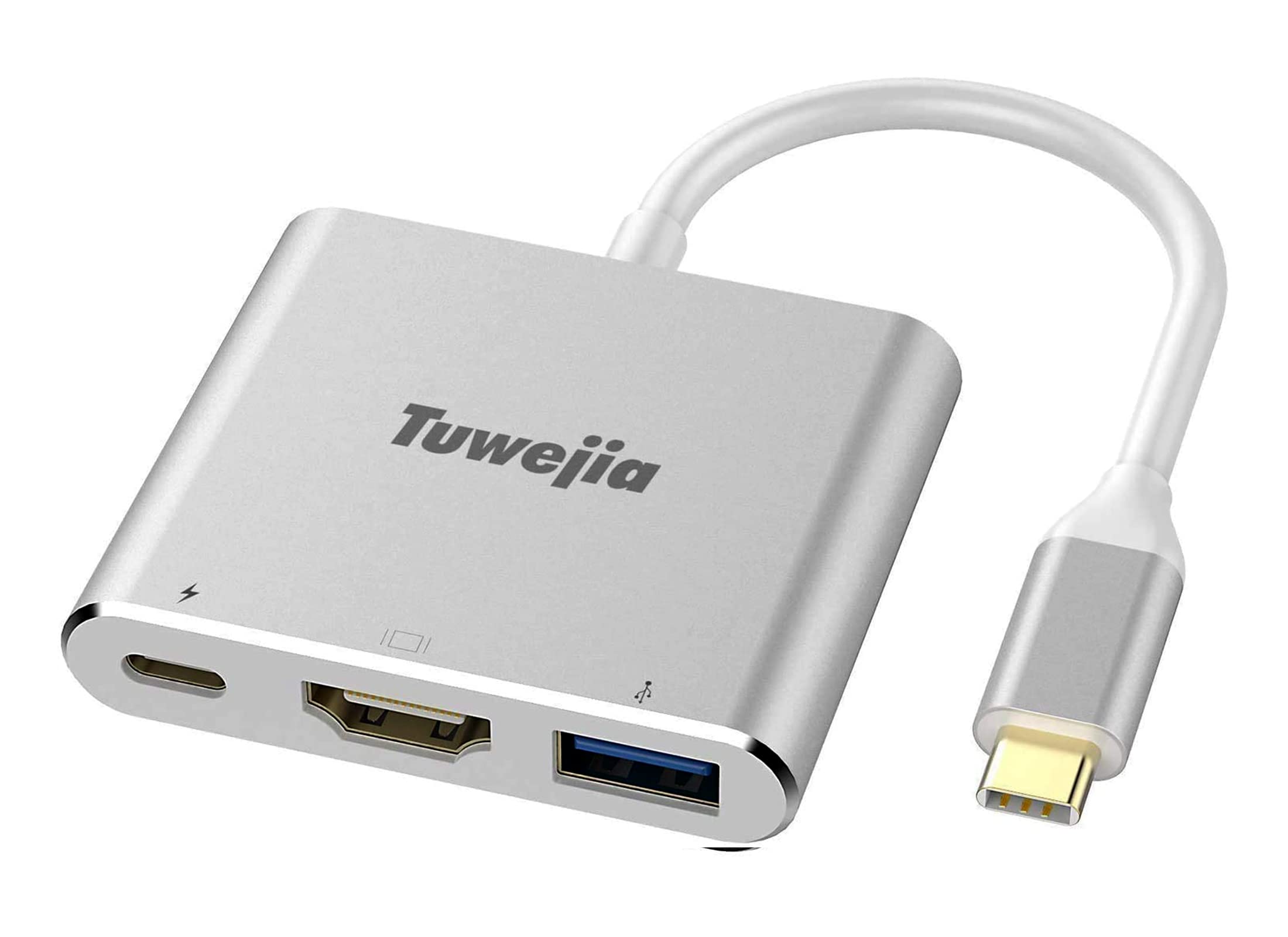 Tuwejia Usb C To Hdmi Multiport Adapter Usb 3.1 Gen 1 Thumderbolt 3 To Hdmi 4K Video Converter /Usb 3.0 Hub Port Pd Quick Chargi