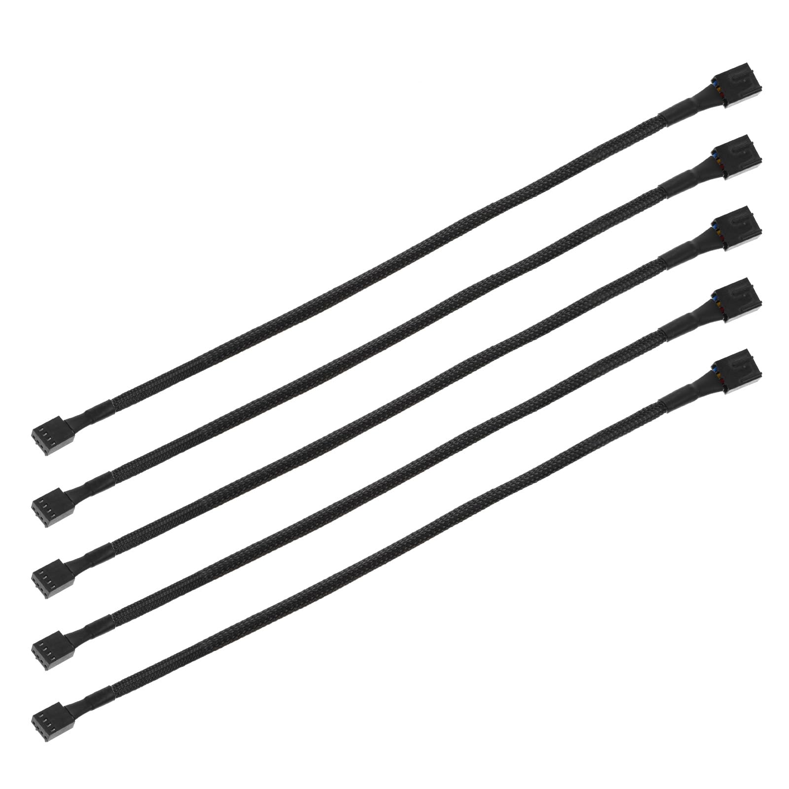5 Pcs PC Fan Extension Cable, 24 4 Pin PWM Fan Extension Power Cable Connector Case Sleeved Braided Adapter Computer PC Fans Po
