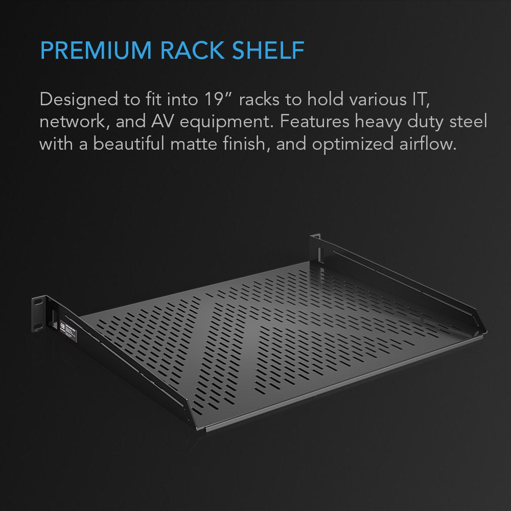 Ac Infinity Vented Cantilever 1U Universal Rack Shelf, 14 Deep, For 19 Equipment Racks. Heavy-Duty 2.4Mm Cold Rolled Steel, 60Lb