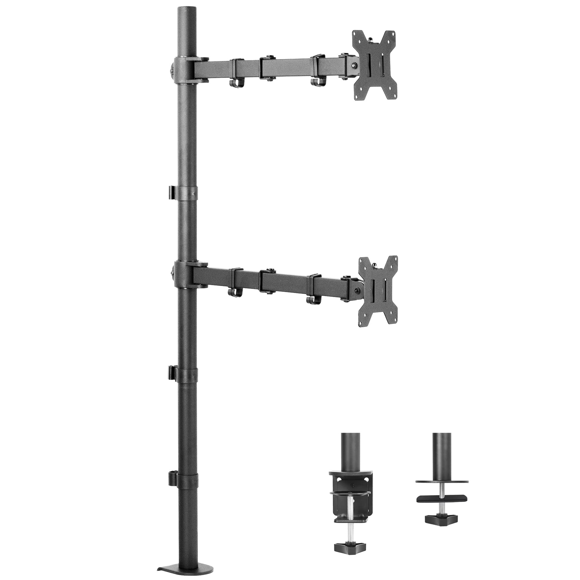 VIVO Extra Tall Vertically Stacked Dual Monitor Desk Mount Stand with 99 cm Stand up Pole, Fully Adjustable Extended Arms, Fits 2 Screens up to 27 inches, STAND V012T