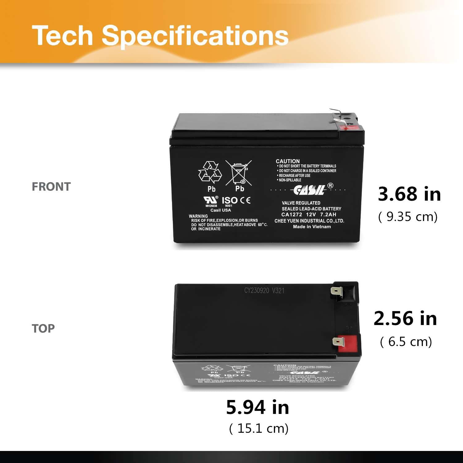 Casil Verizon Fios Px12072-Hg Replacment Battery 12V 7.2Ah F2