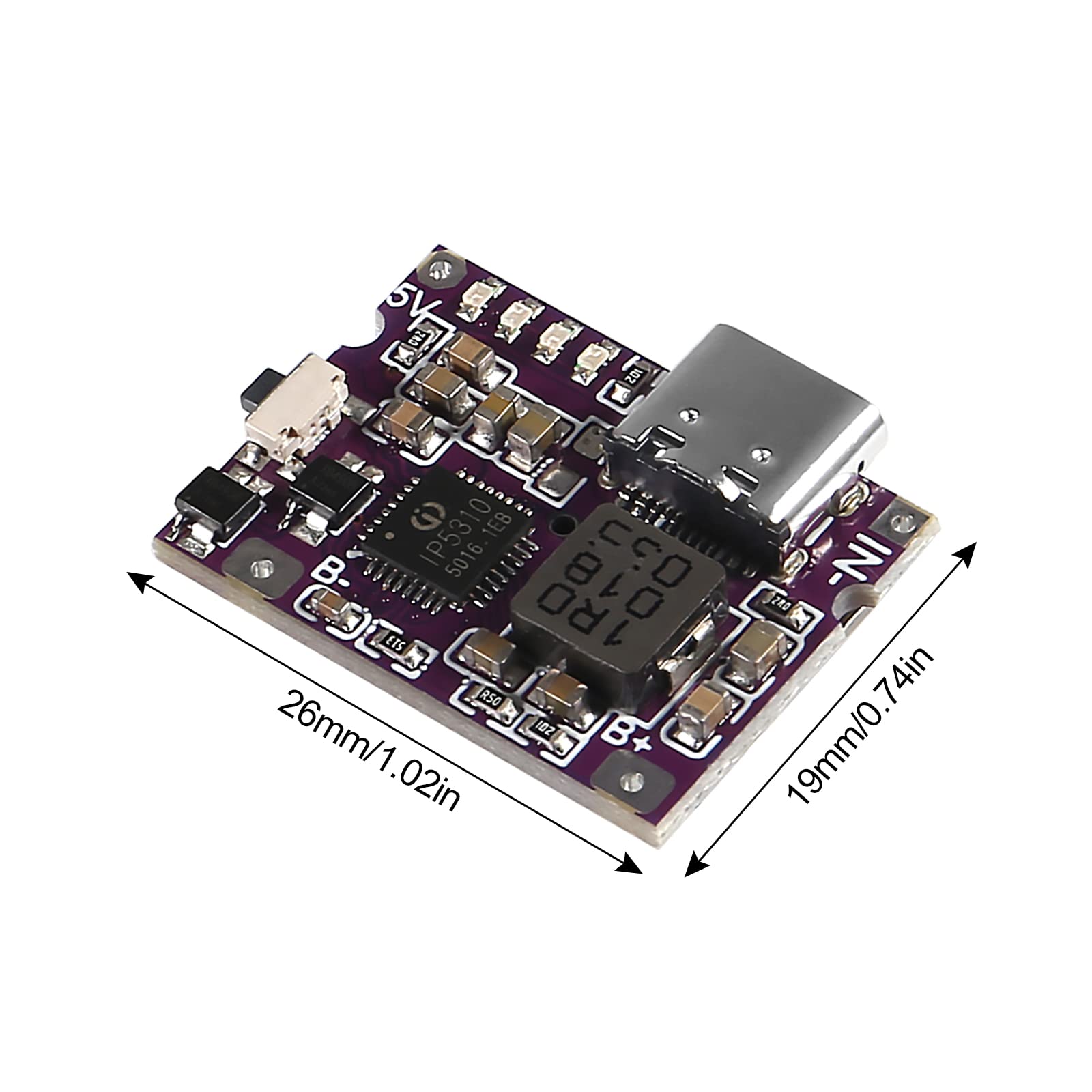 Dweii 6Pcs Type C Usb 5V 3.1A Boost Converter Step Up Power Module Ip5310 Mobile Power Bank Accessories With Switch Led Indicato