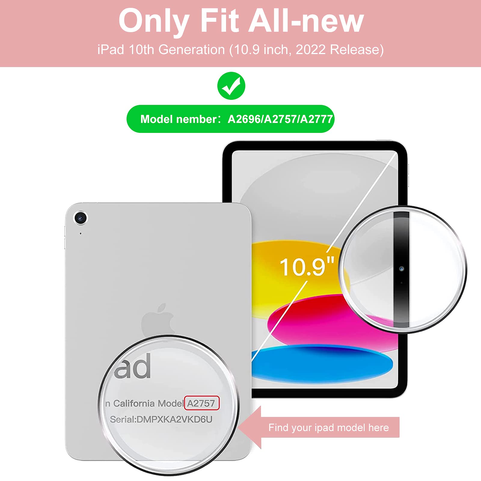 Aoub Keyboard Case For Ipad 10Th Generation 10.9 Inch, Stand Folio Detachable Wireless Bluetooth Rechargeable Keyboard Cover Sof