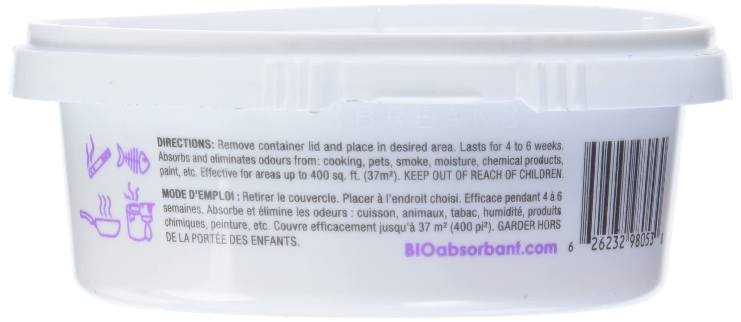Attitude Bio Absorbant Air Purifier With Activated Carbon, Plant- And Mineral-Based, Absorbs Odors, Vegan, Lavender, 8 Ounces