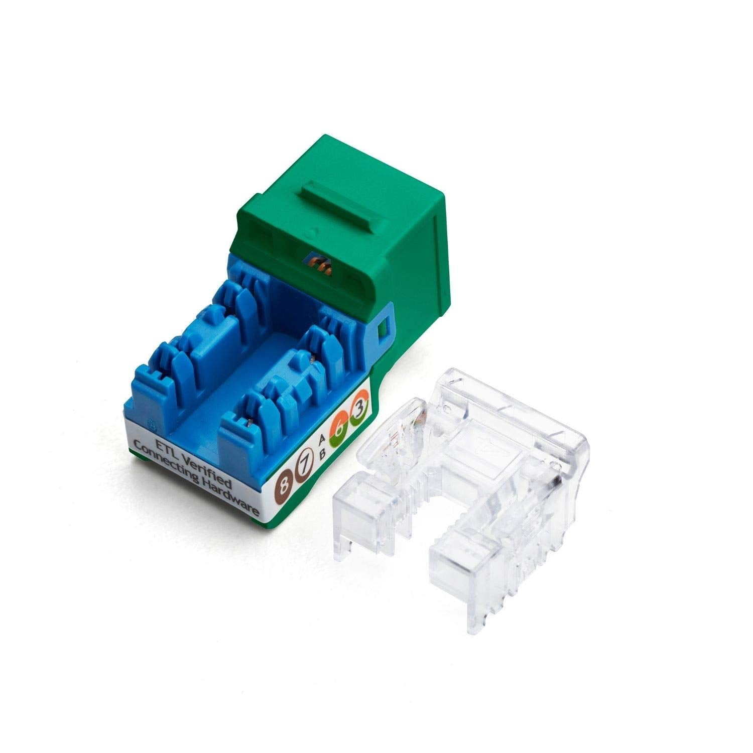 Truecable Cat6A Keystone Jack, Unshielded (Utp), 90 Degree Punch Down, Poe++ (4Ppoe), Ul Listed, Etl Verified, Ansi/Tia Certified, Modular Rj45 Female, Green, 48 Pack