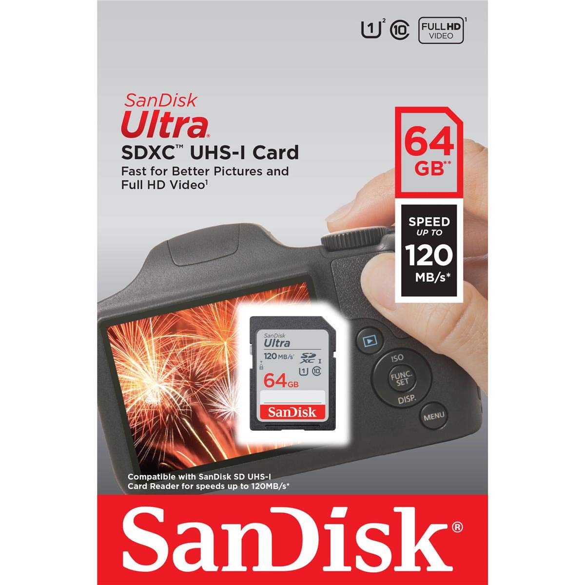 Sandisk 64Gb Ultra Sdxc Uhs I Memory Card   120Mbs, C10, U1, Full Hd, Sd Card   Sdsdun4 064G Gn6In