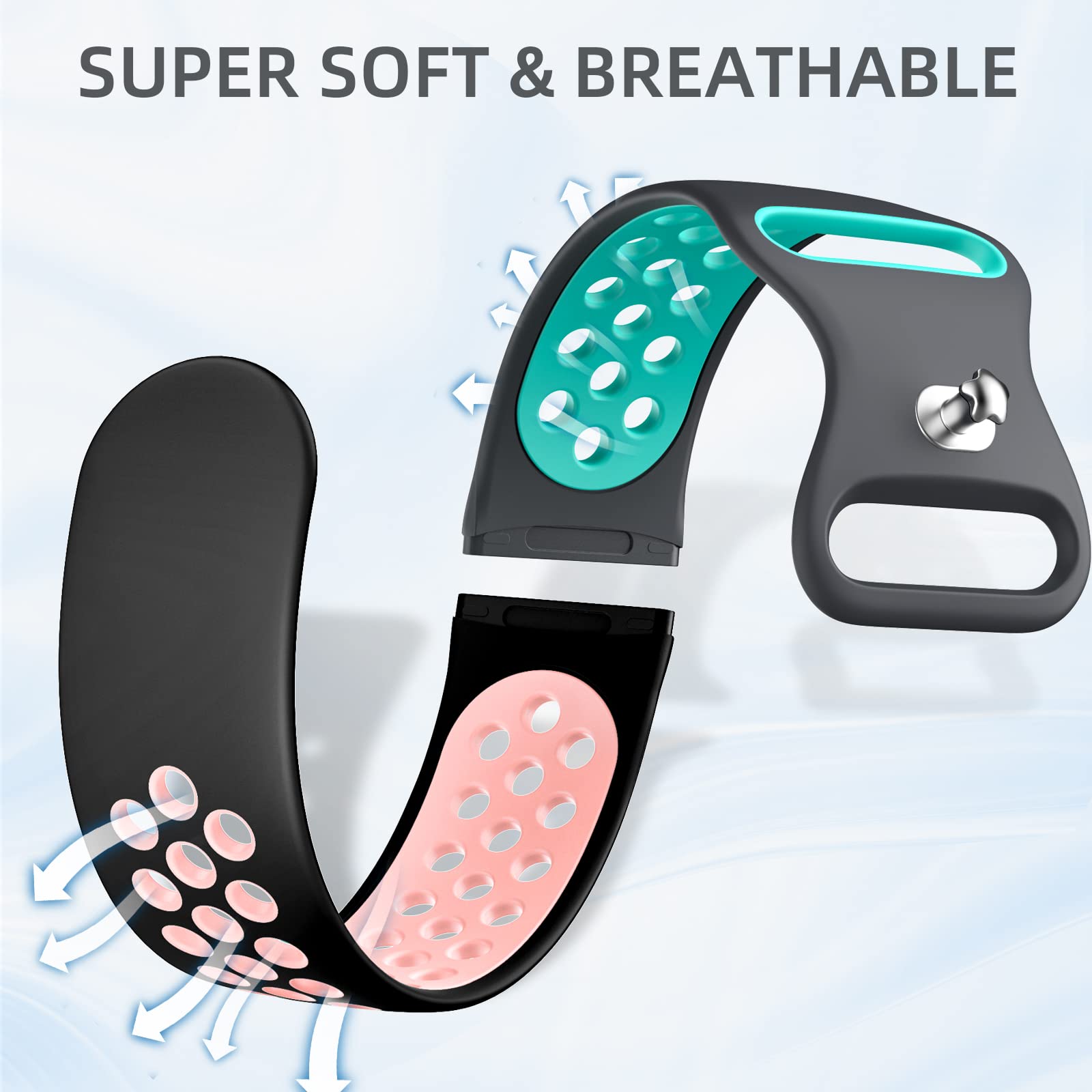 Maledan Cute Sport Band Compatible For Fitbit Versa 3/ Versa 4/ Fitbit Sense/Sense 2 Bands Women Men, Waterproof And Soft Strap