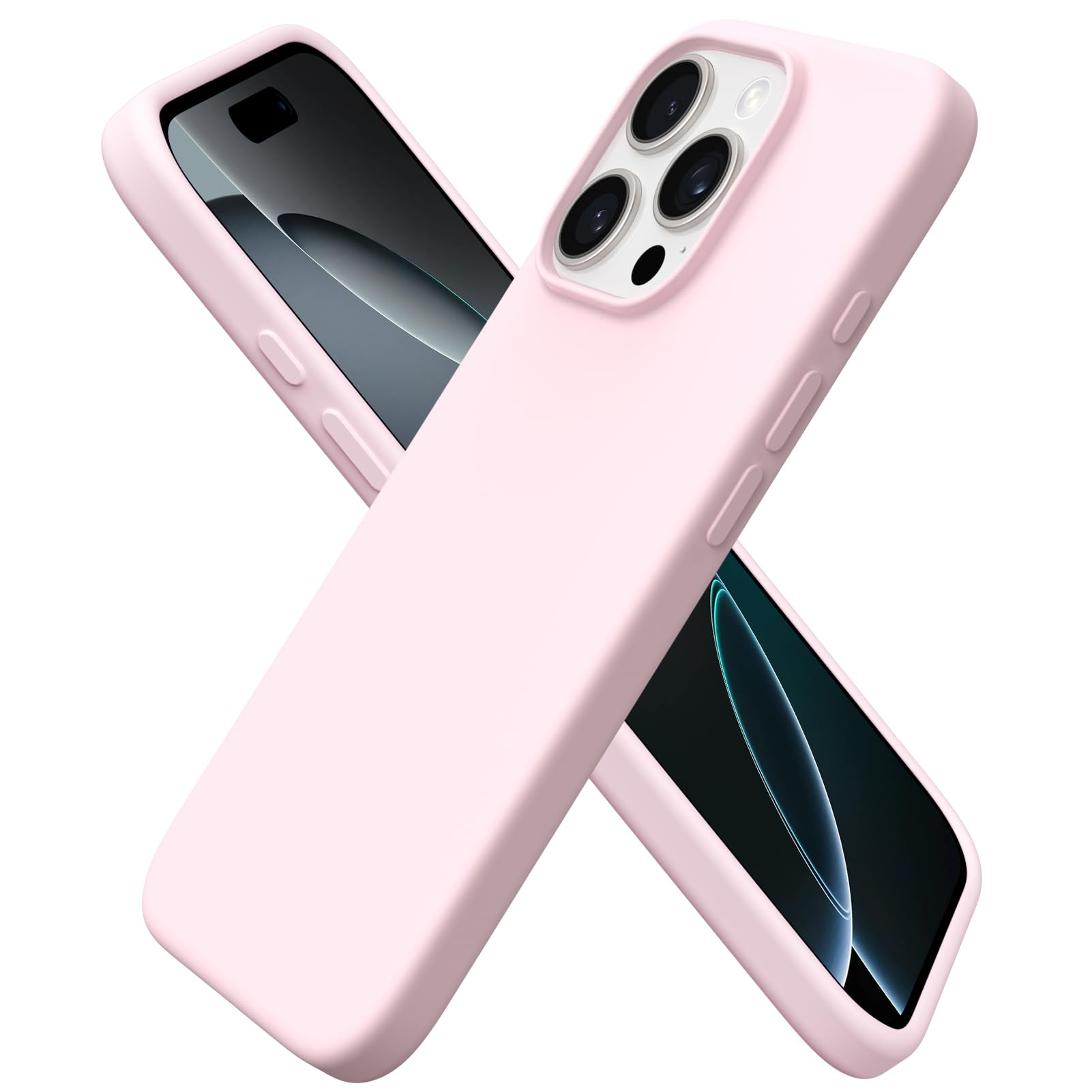 ORNARTO Compatible with iPhone 16 Pro Case 6.3, Slim Liquid Silicone 3 Layers Soft Gel Rubber Shockproof Protective Cover with A