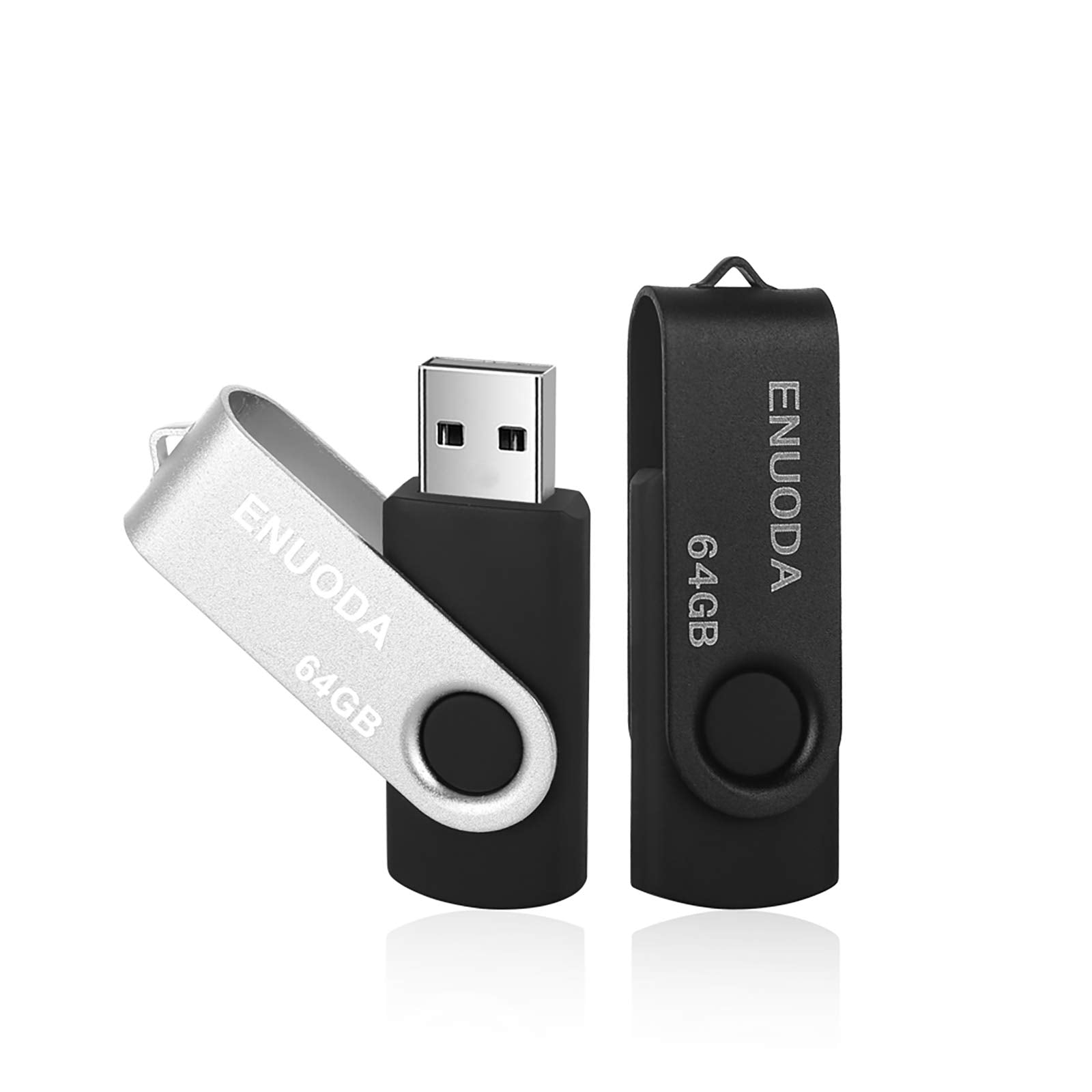 ENUODA 64GB USB Flash Drive 2 Pack 64GB Thumb Drives Swivel Design USB 2.0 Memory Stick Jump Drive Pen Drive for Storage and Bac