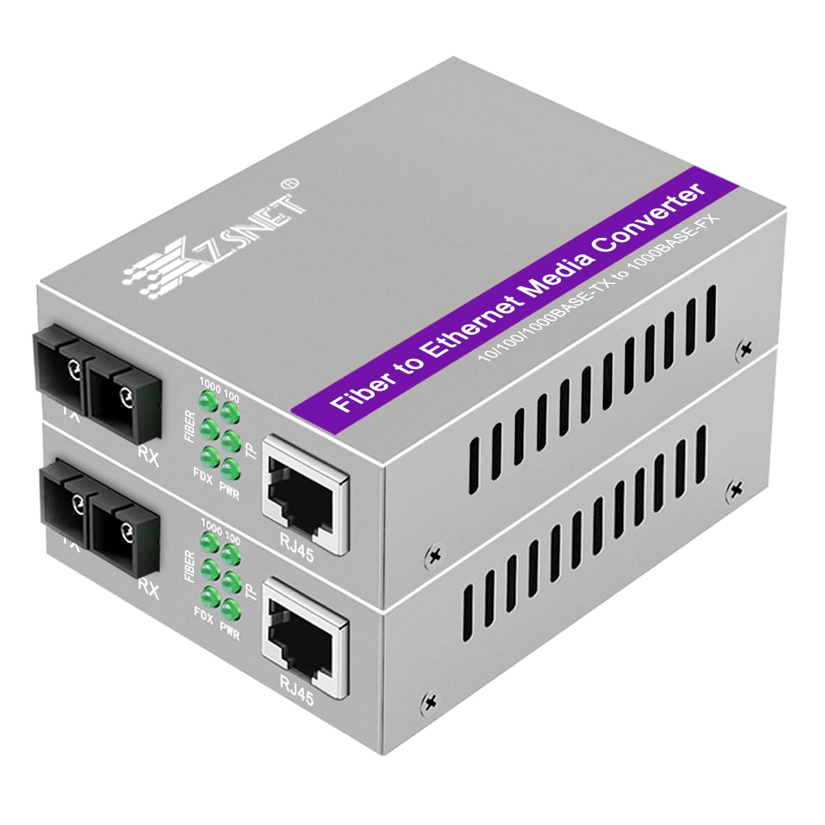 Xzsnet A Pair Of Gigabit Sc To Rj45 Converter, Single Mode Fiber To Ethernet Media Converter (Built In Module, 1310Nm, 20Km), Pl