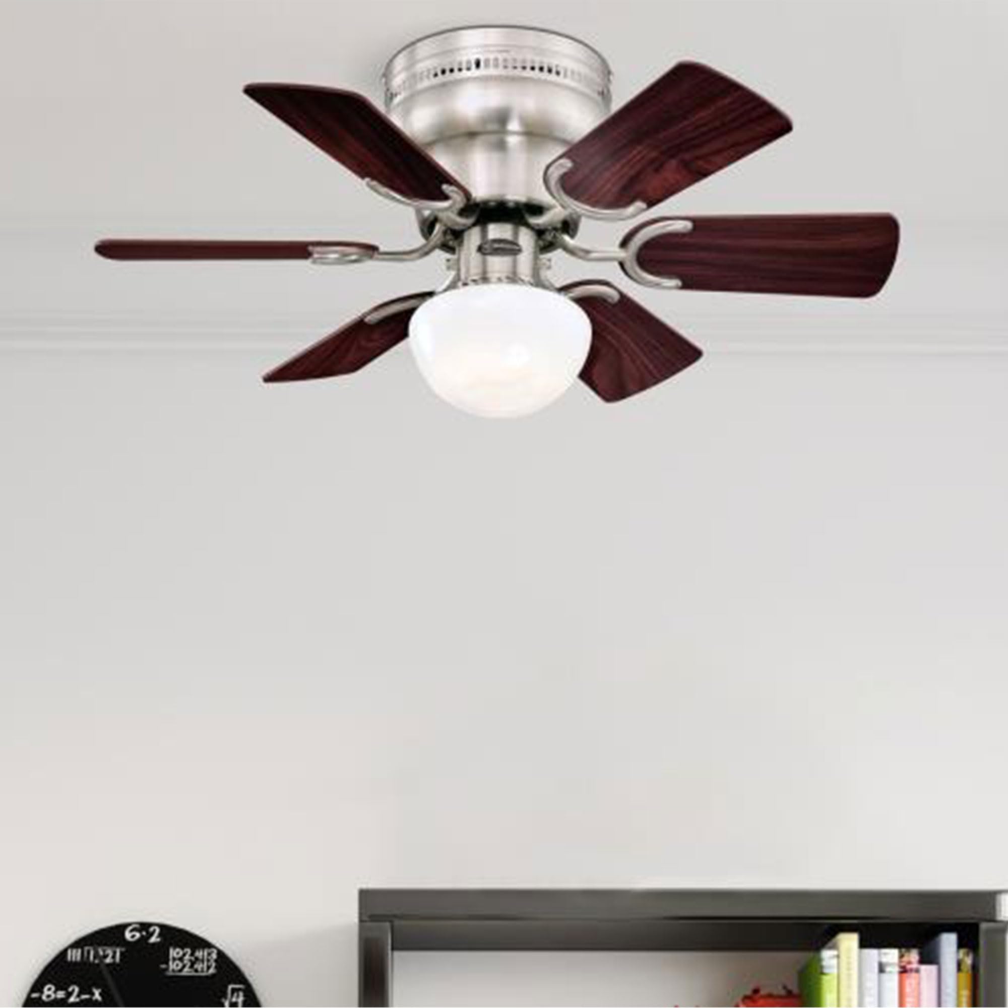 Westinghouse Hadley 30 Inch Brushed Nickel Finish Ceiling Fan With 6 Reversible Blades And Bowl Light Kit With 1 Candelabra Base