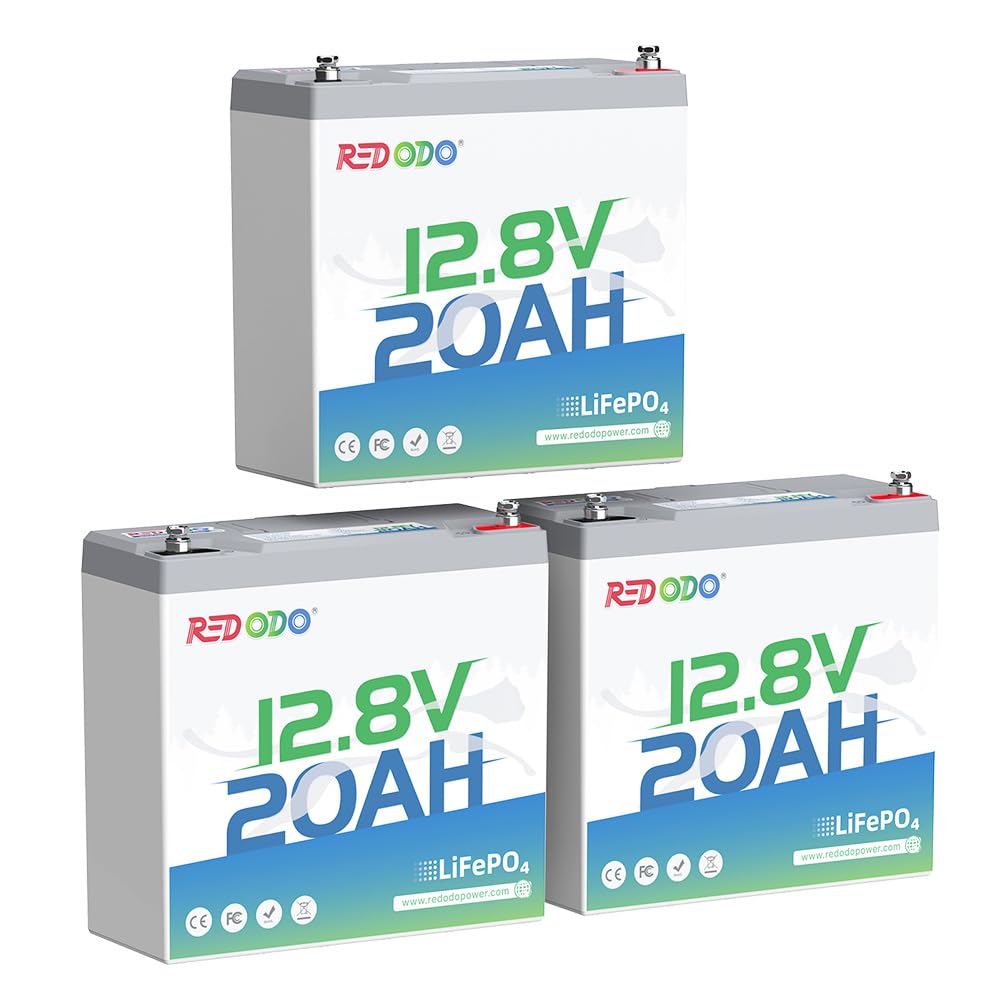Redodo 12V 20Ah LiFePO4 Battery with 20A BMS, 4000+ Deep Cycles Lithium Battery, 256Wh Energy Storage, Ideal for Fish Finder,Out