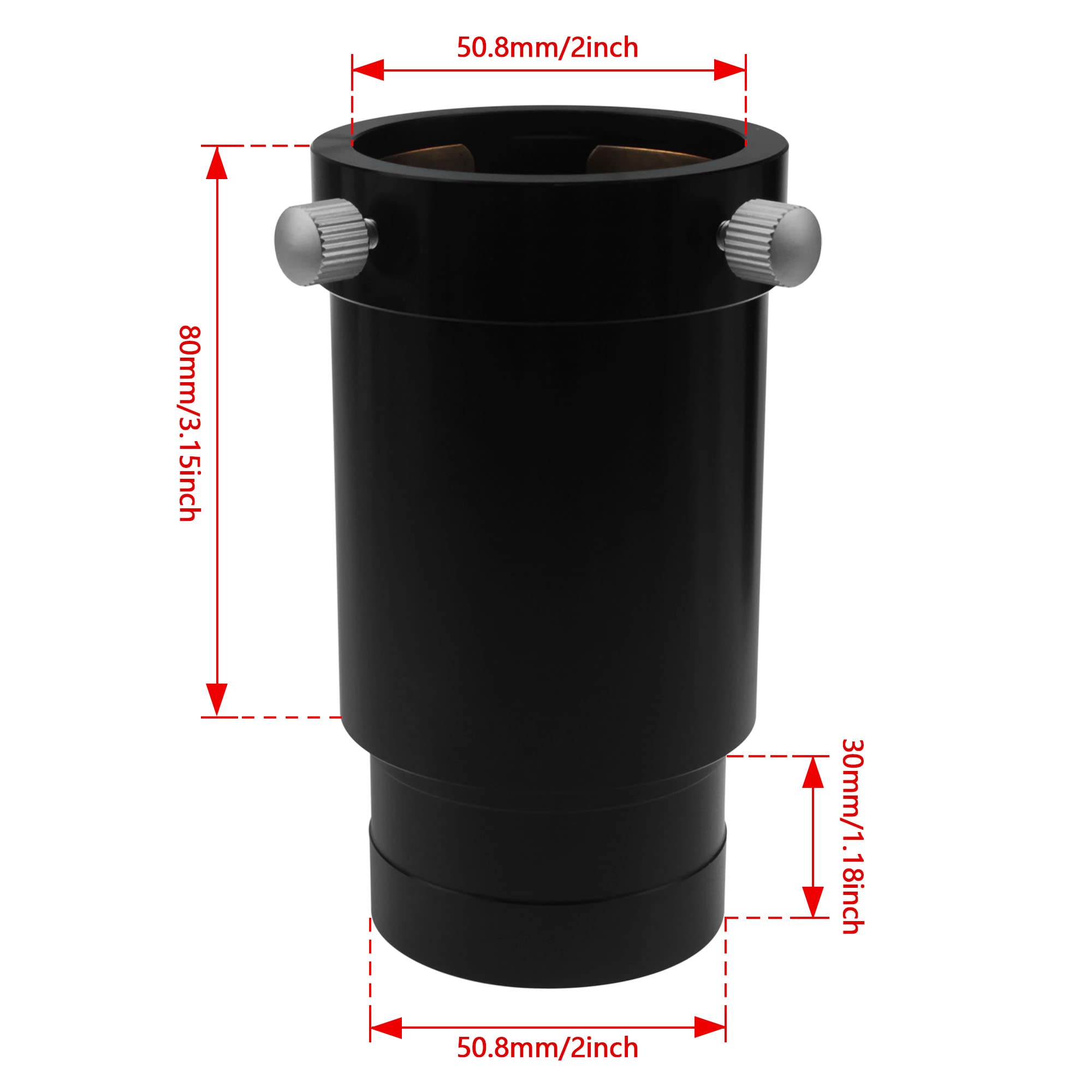 Astromania 2 Inch Telescope Eyepiece Extension Tube Adapter   Optical Length 80Mm   With Standand 2 Inch Filter Threads
