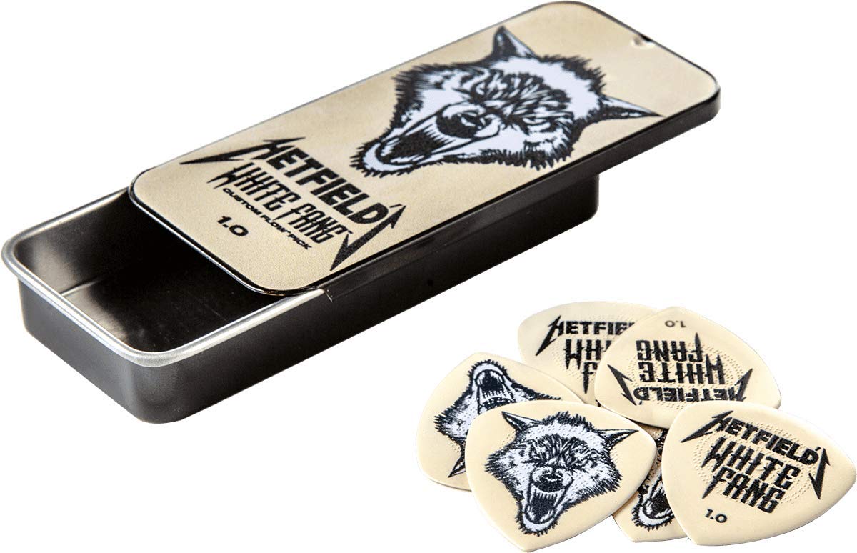 Jim Dunlop Hetfield'S White Fang Custom 1.0Mm Flow Guitar Pick Tin (Ph122T100)