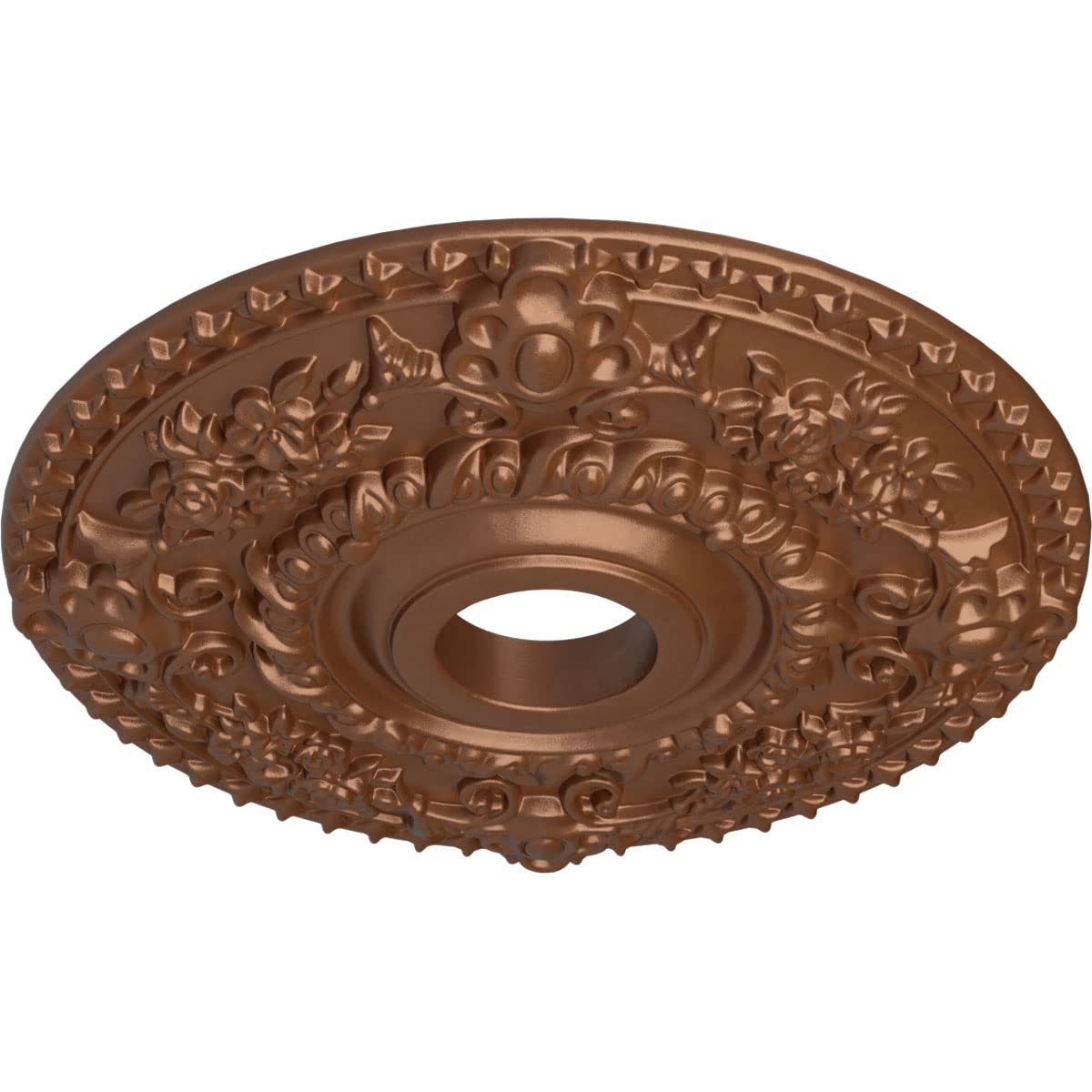 Ekena Millwork Cm18Ropos Rose Ceiling Medallion, Polished Copper