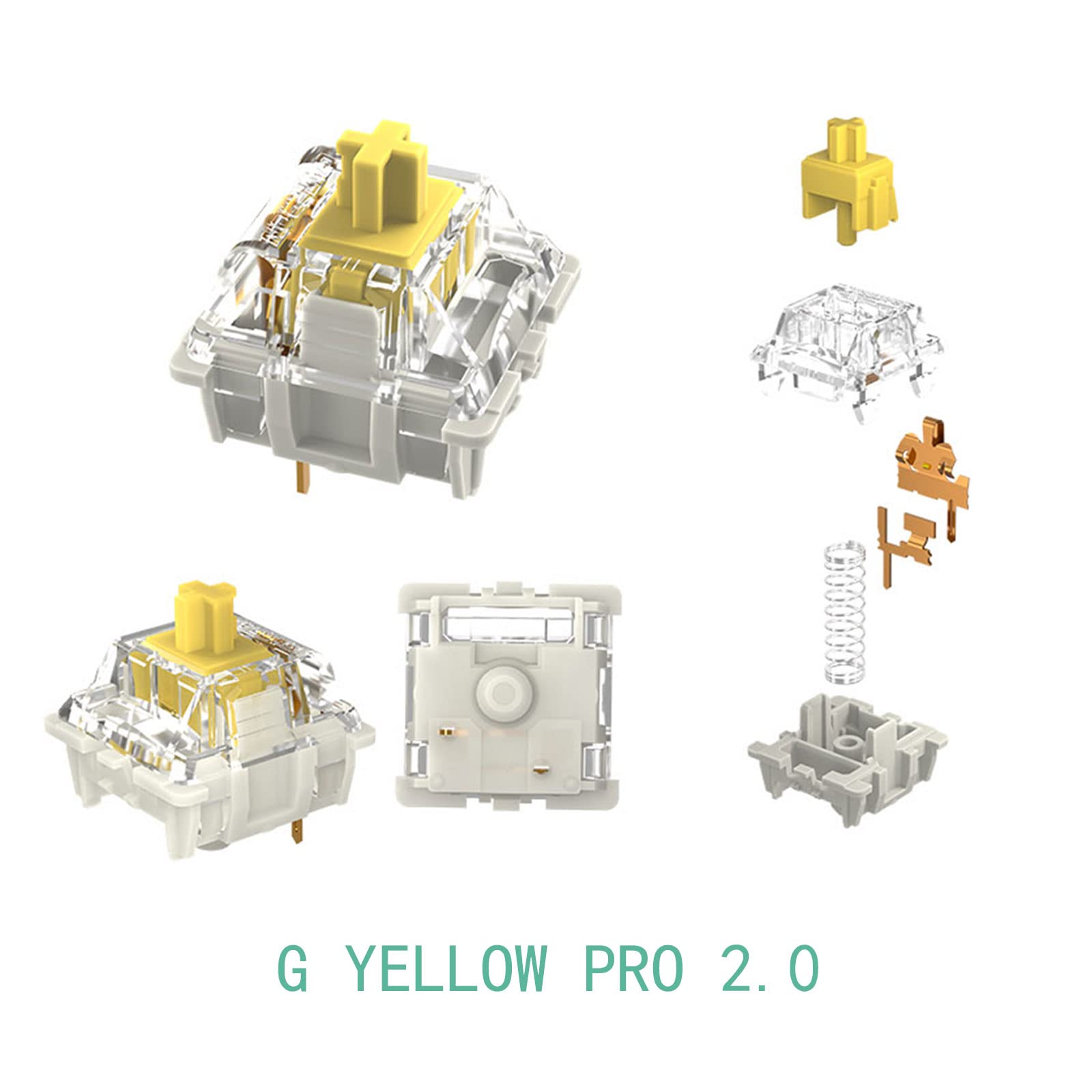 Gateron G Yellow Pro 2.0 Pre Lubed Switches 3Pin Linear For Mx Mechanical Type Key Gaming Keyboard Switches, Smd Rgb Light Plate