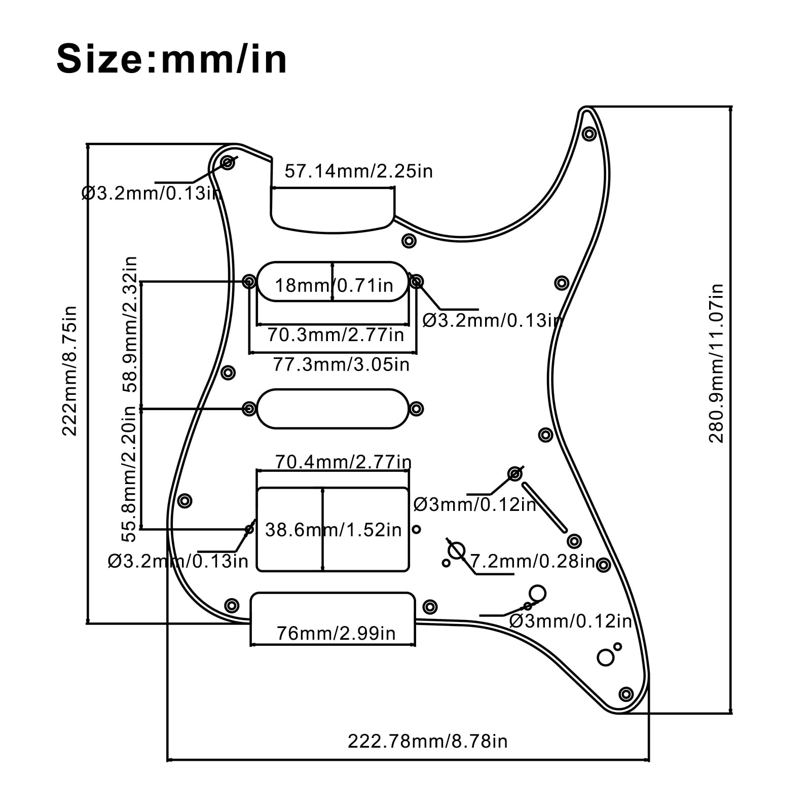 Ssh-Coil Splitting Electric Guitar Pickguard Two Mini Humbucker + One 4 Coil Pickup High Output-(9K/9K/18K) Loaded Prewired Scra