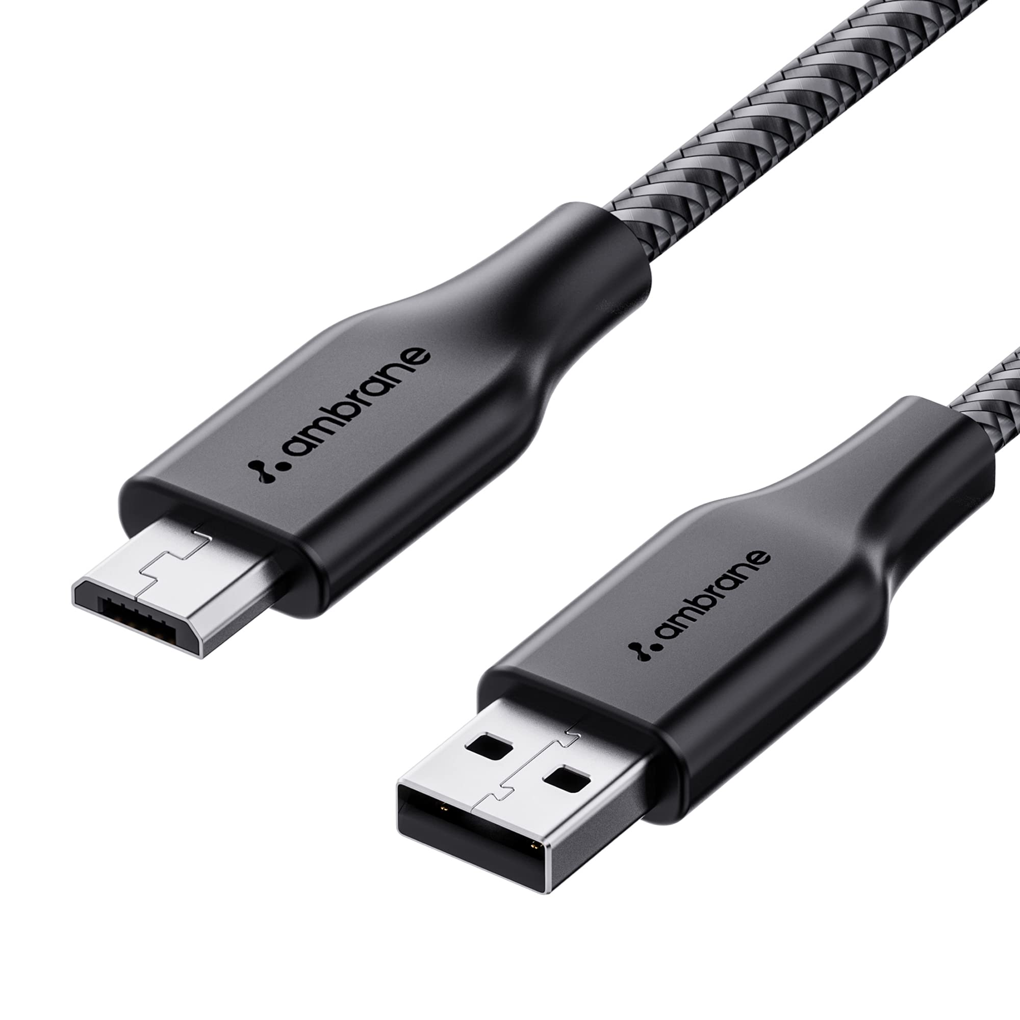 Ambrane Unbreakable 60W / 3A Fast Charging 1.5m Braided Micro USB Cable for Smartphones, Tablets, Laptops & Other Micro USB Devi