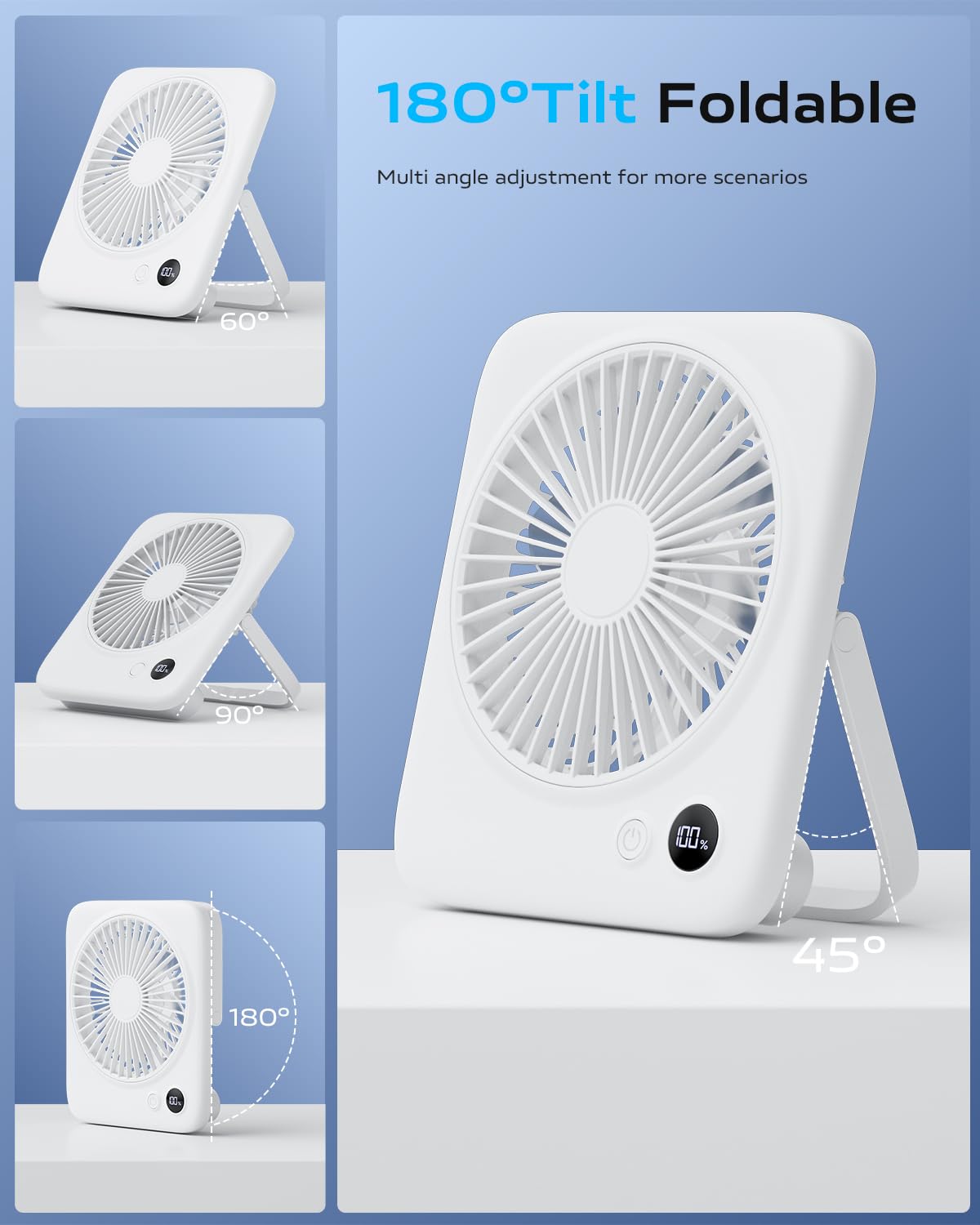 Otlonpe Personal Rechargeable Portable Desk Fan, 4000Mah Small Battery Operated Portable Fans For Travel Sleeping Bedroom Office