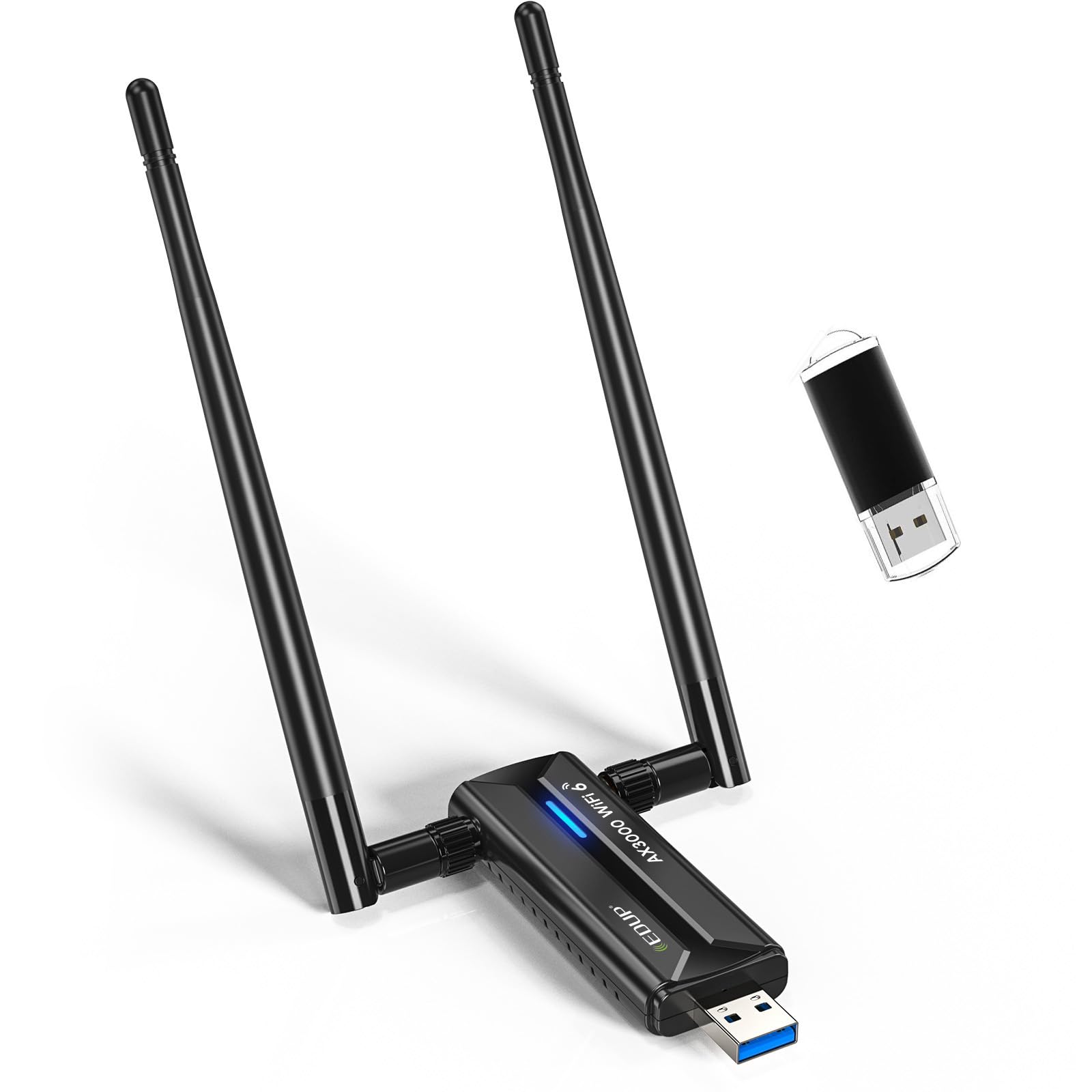 Edup Ax3000M Usb Wifi 6E Adapter Usb 3.0 Wireless Wifi Dongle Network Adapter 802.11Ax Tri Band 6Ghz/5Ghz/2.4Ghz Dual 5Dbi Anten
