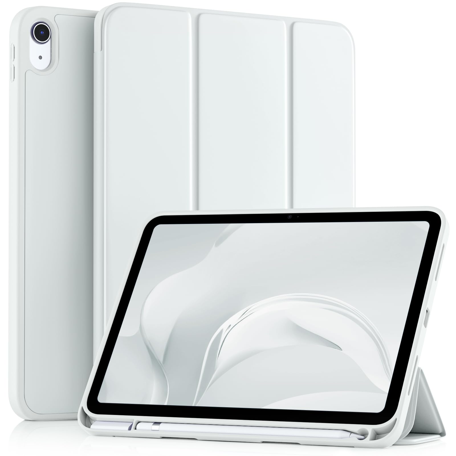 Akkerds Compatible With Ipad 10Th Generation Case 10.9 Inch 2022 With Pencil Holder, Slim Trifold Stand Protective Cover With So