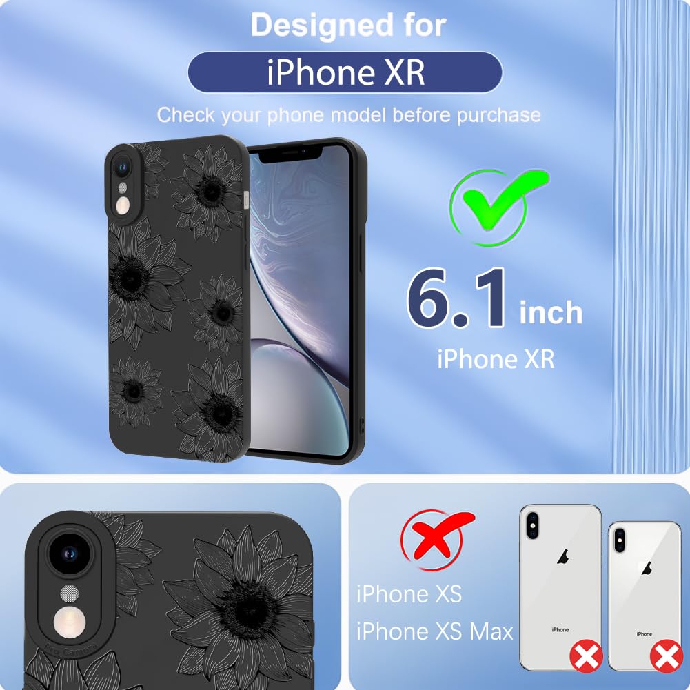 Ook Floral Case For Iphone Xr Case, Cute Sunflower Floral Blooms Design Soft Tpu Shockproof Protective For Women Girls Phone Cov